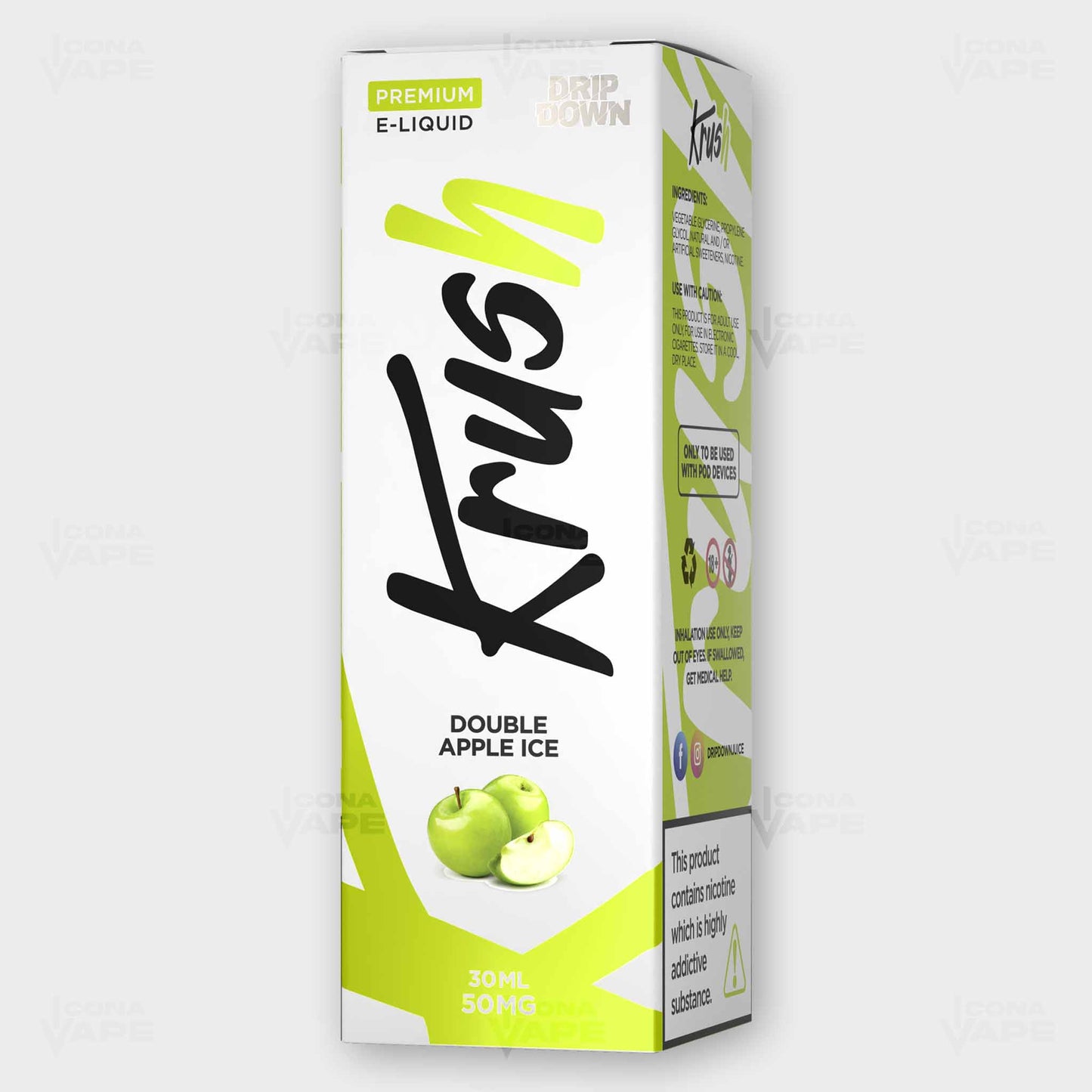 Drip Down Krush Double Apple Ice 30ml Box – Red Green Apple Ice Vape Juice in Pakistan