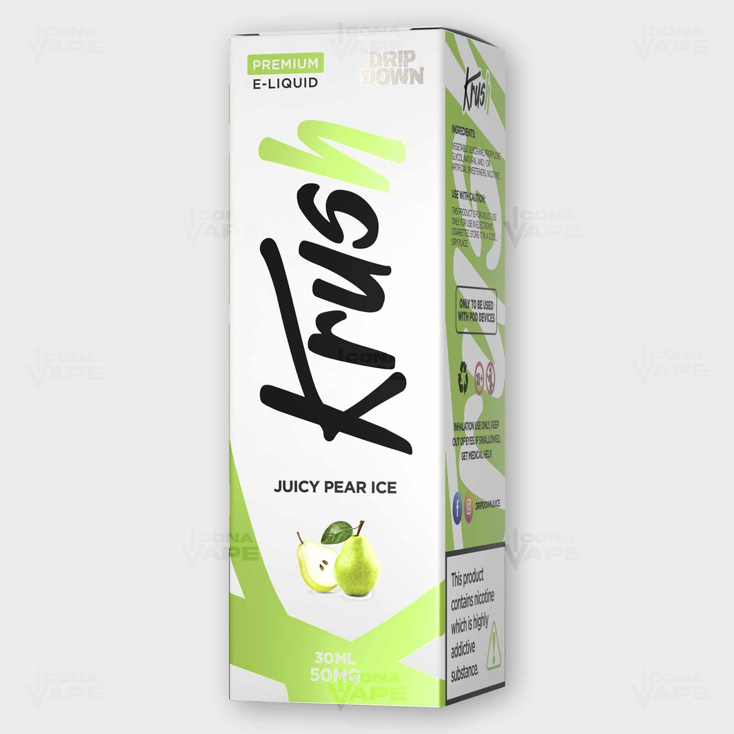 Drip Down Krush Juicy Pear Ice 30ml Box – Sweet Pear Ice E-Liquid in Pakistan
