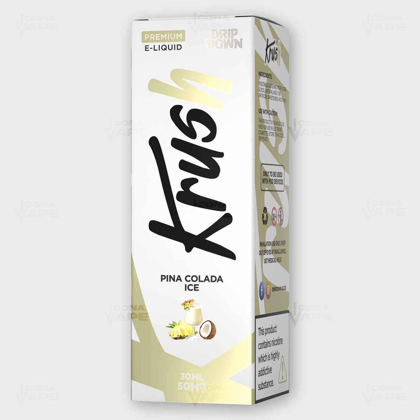 Drip Down Krush Pina Colada Ice 30ml Box – Pineapple Coconut Ice E-Liquid in Pakistan