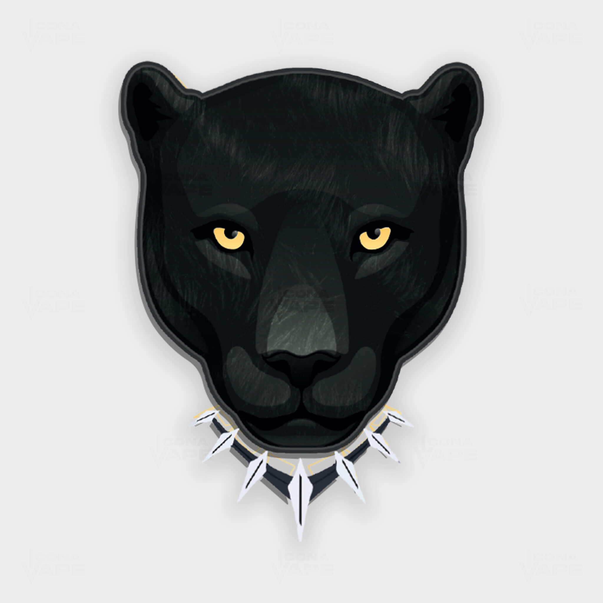 Dr Vapes Black Panther – Stealthy black panther with gold eyes and sharp claw necklace, bold vape branding