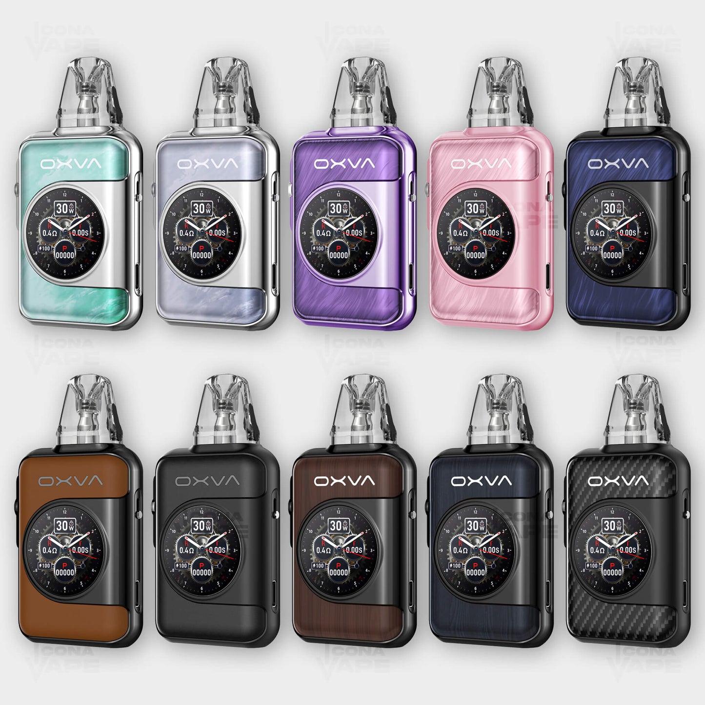 oxva xlim sq pro 2 pod kit all color variants grid – leather, marble and wood finishes available in pakistan