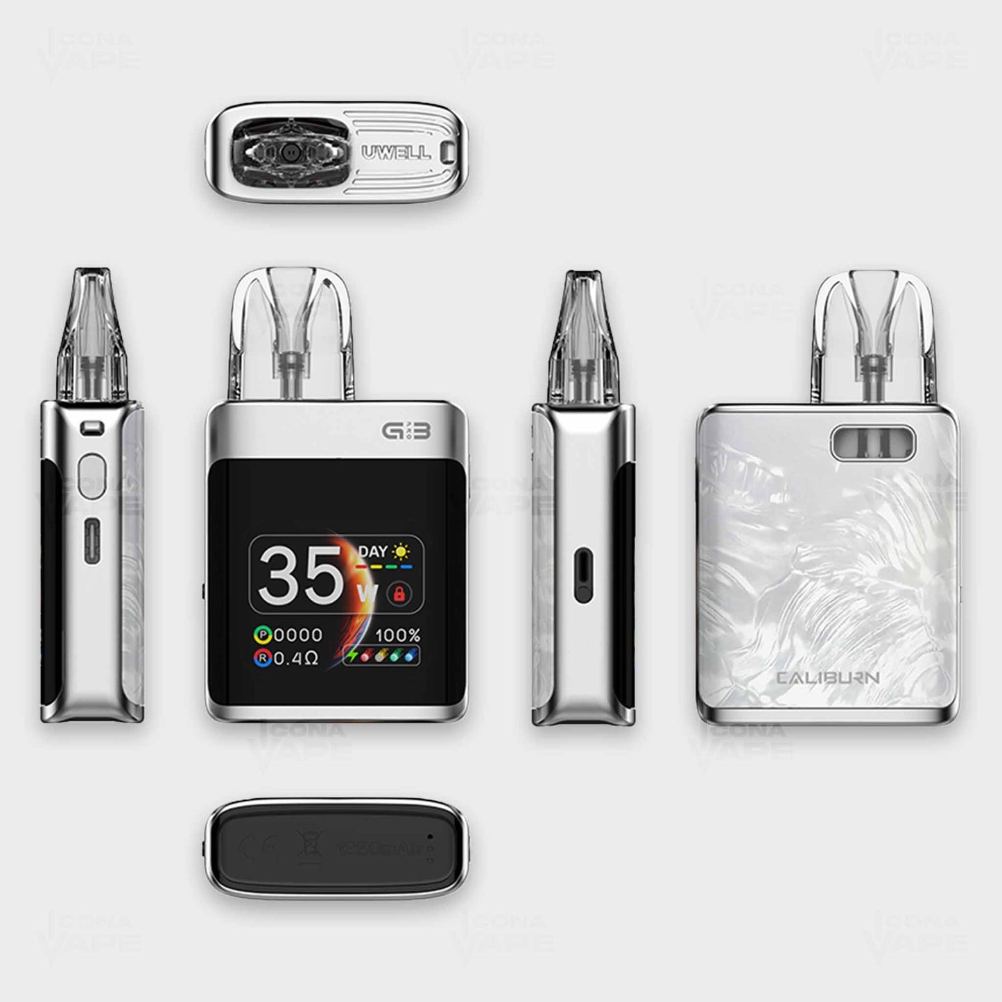 Uwell Caliburn G3 Pro KOKO Pod Kit – All Angle Views of Smart Vape Device at ICONA VAPE Pakistan