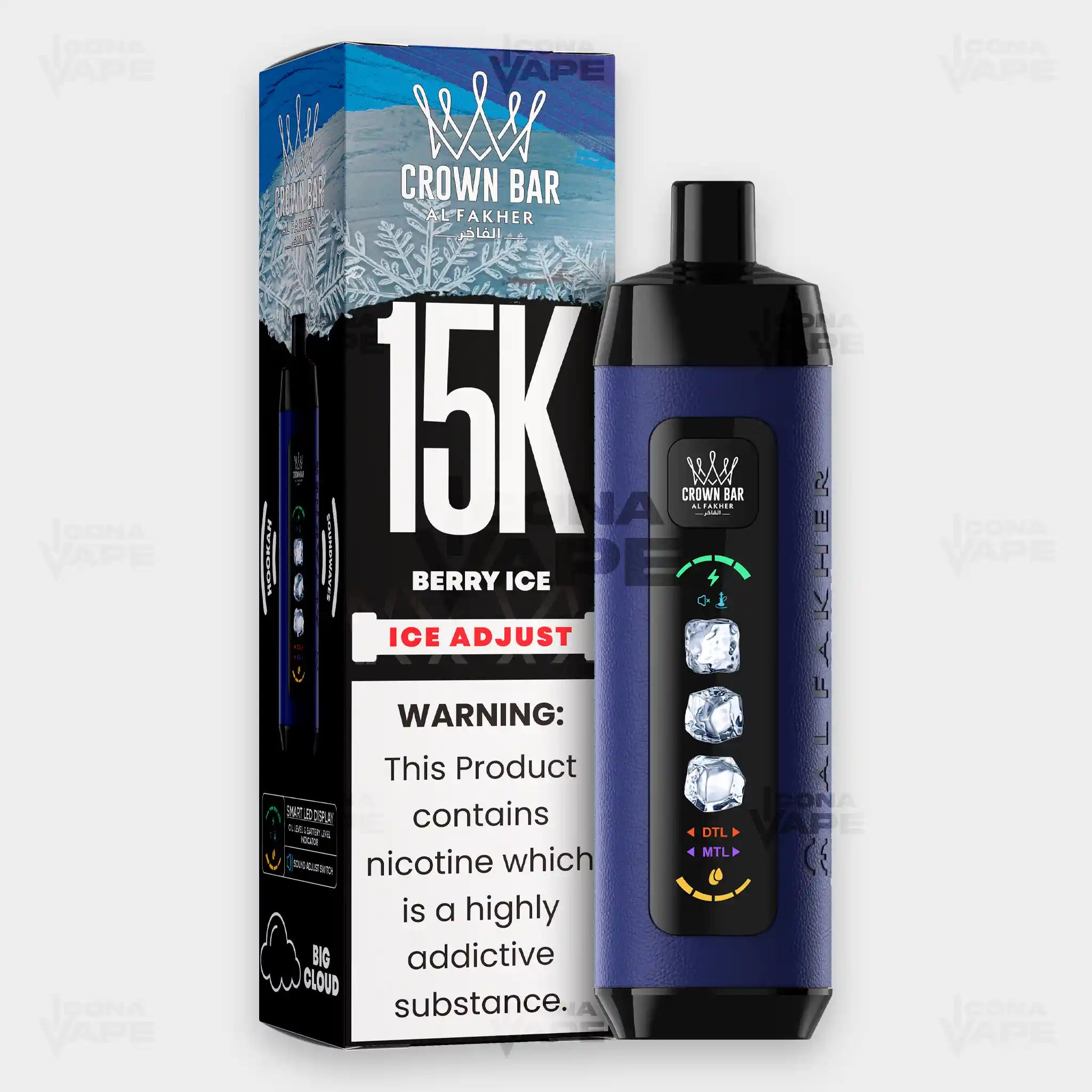 Al Fakher Crown Bar 15K Ice Adjust Berry Ice in Pakistan - Disposable Vape - ICONA VAPE