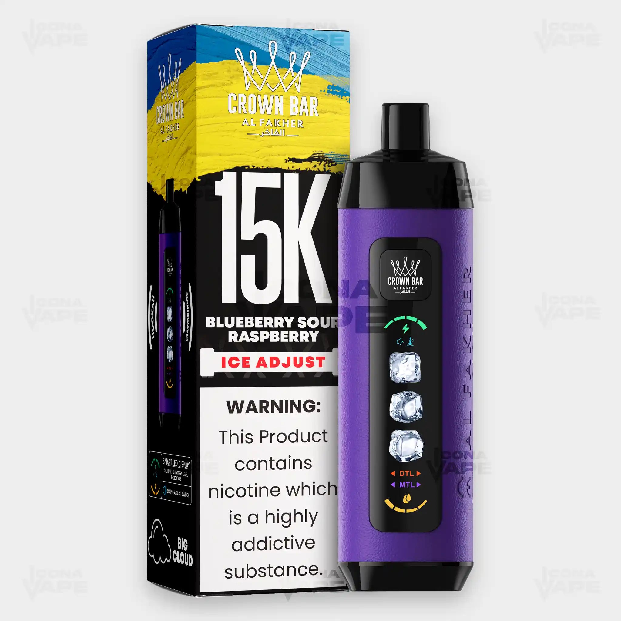 Al Fakher Crown Bar 15K Ice Adjust Cherry Ice in Pakistan - Disposable Vape - ICONA VAPE