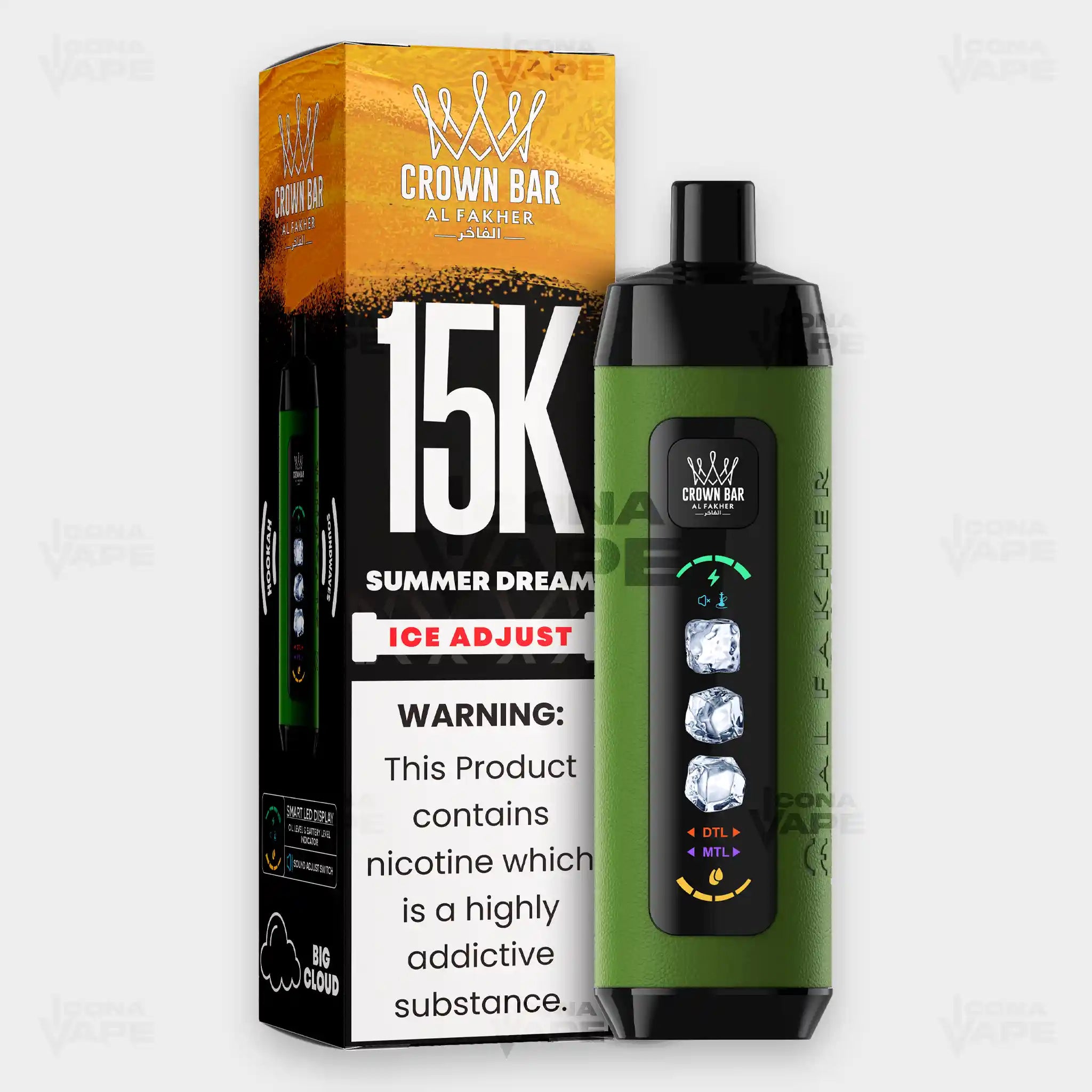 Al Fakher Crown Bar 15K Ice Adjust Summer Dream in Pakistan - Disposable Vape - ICONA VAPE