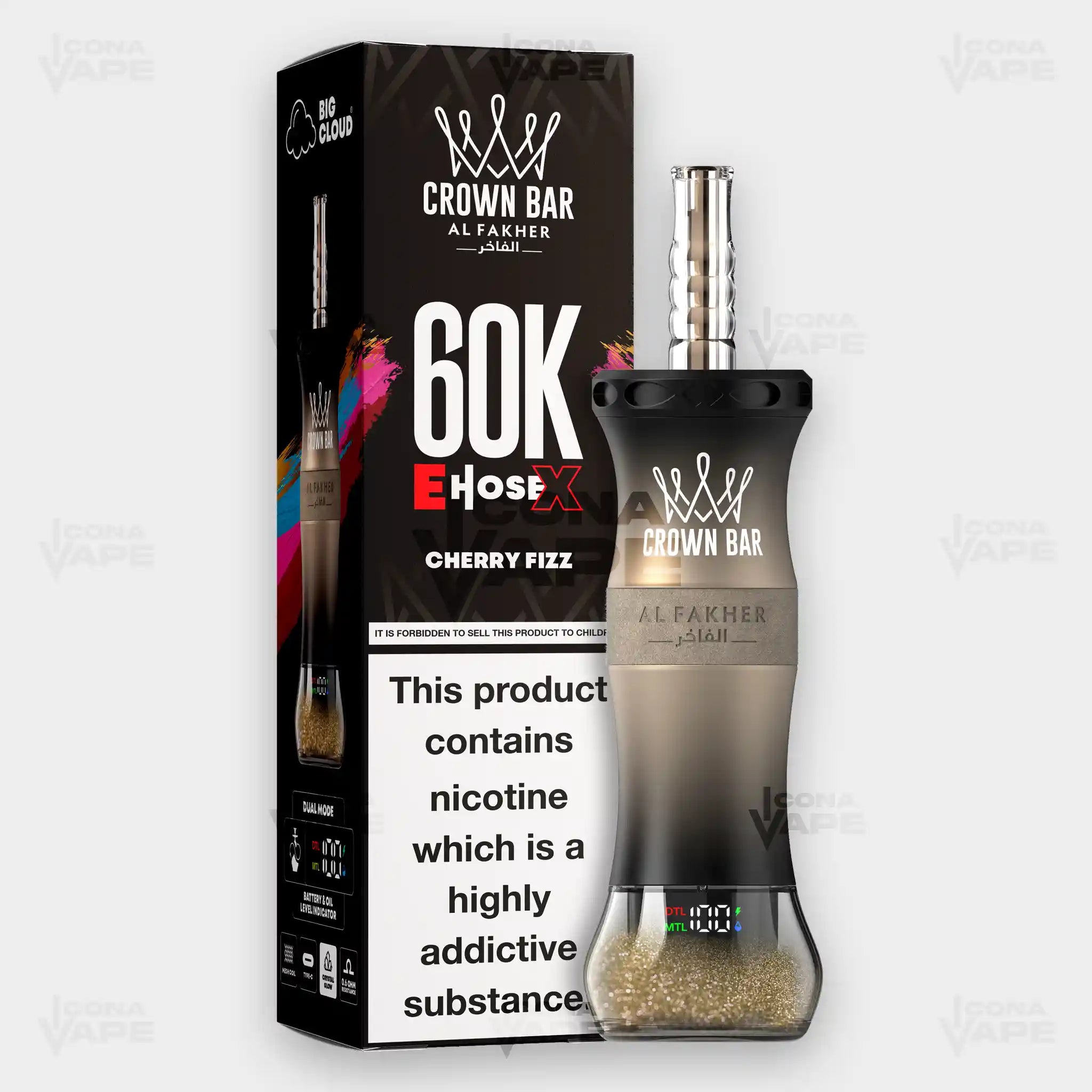 Al Fakher Crown Bar E-Hose X Blueberry Sour Raspberry - 60,000 Puffs Disposable Vape - Buy in Pakistan - ICONA VAPE