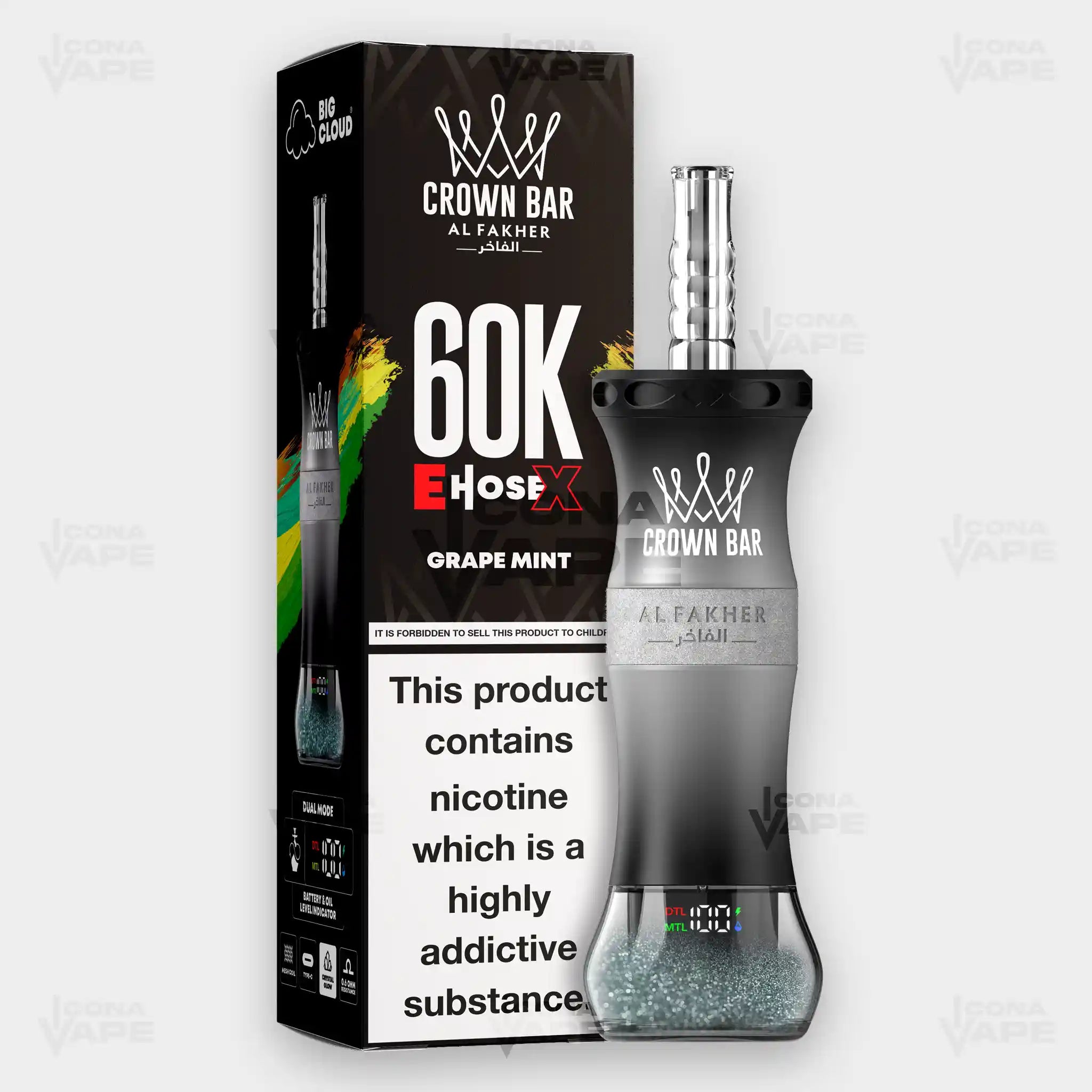 Al Fakher Crown Bar E-Hose X Fusion Pop - 60,000 Puffs Disposable Vape - Buy in Pakistan - ICONA VAPE
