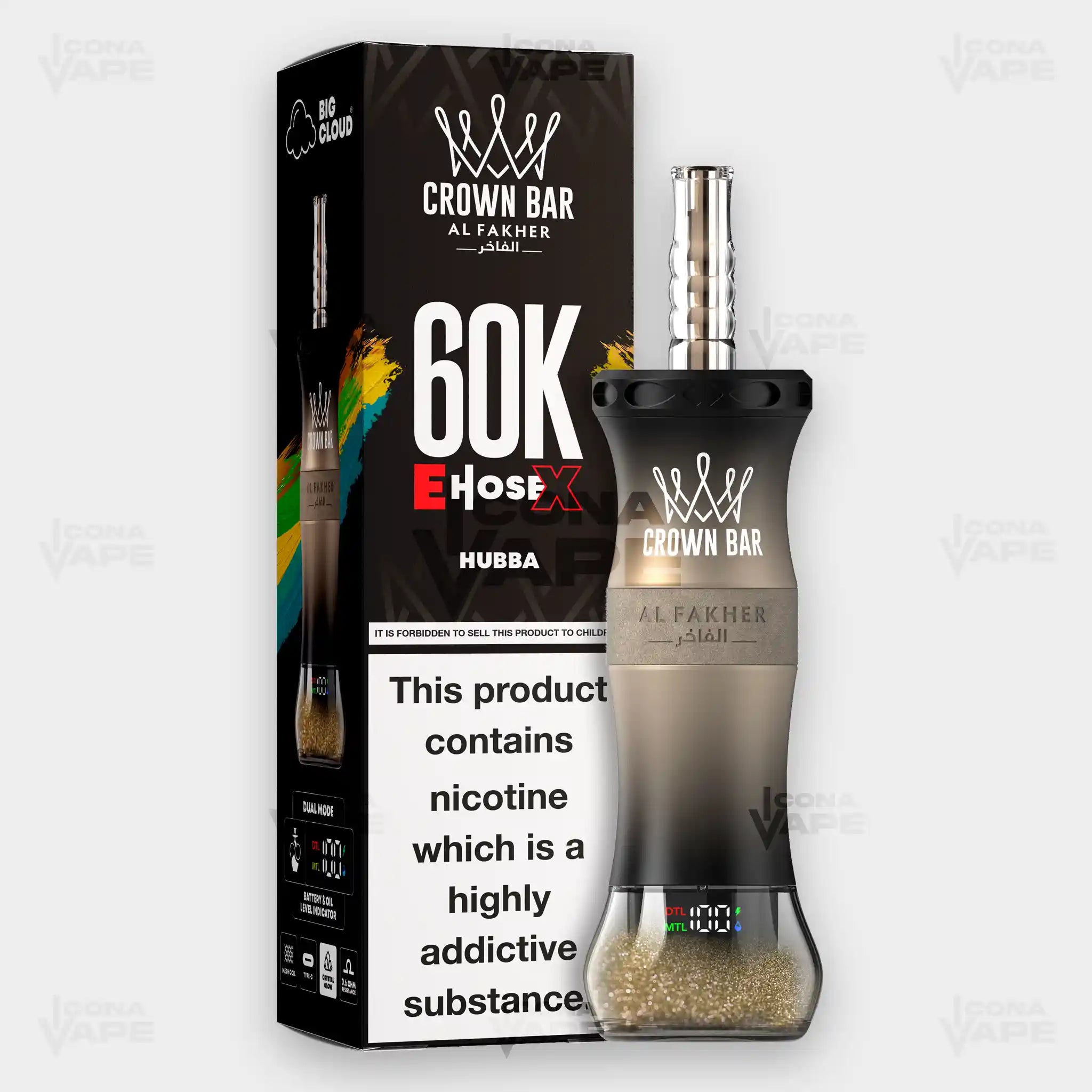 Al Fakher Crown Bar E-Hose X Grape Berry - 60,000 Puffs Disposable Vape - Buy in Pakistan - ICONA VAPE