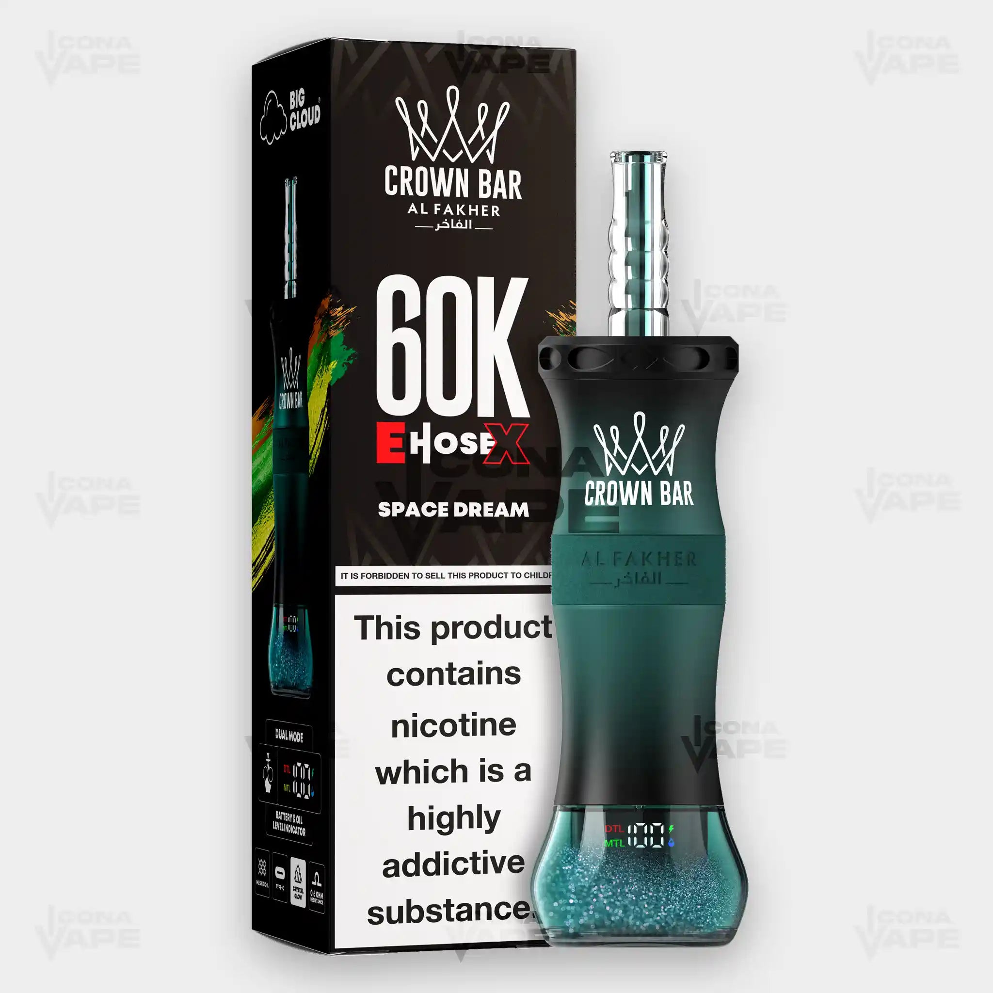 Al Fakher Crown Bar E-Hose X Space Dream - 60,000 Puffs Disposable Vape - Buy in Pakistan - ICONA VAPE