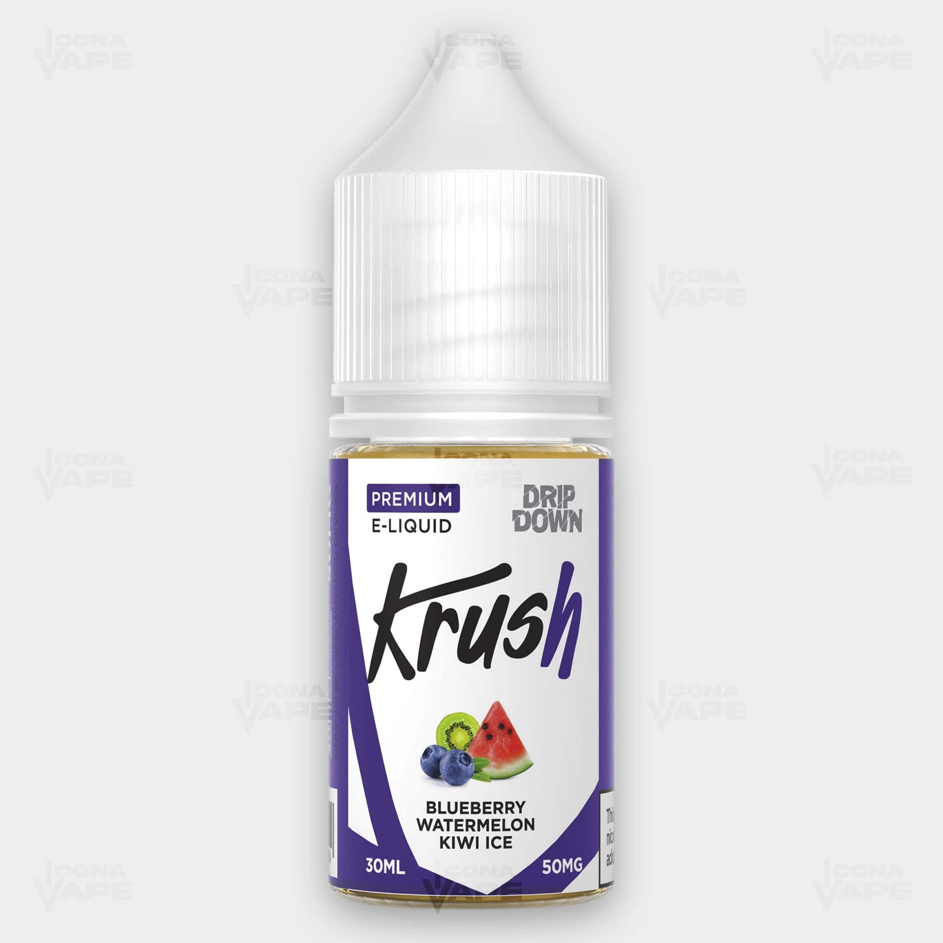 Drip Down Krush Blueberry Watermelon Kiwi Ice 30ml Bottle – Fruity Ice Salt Nic E-Liquid in Pakistan