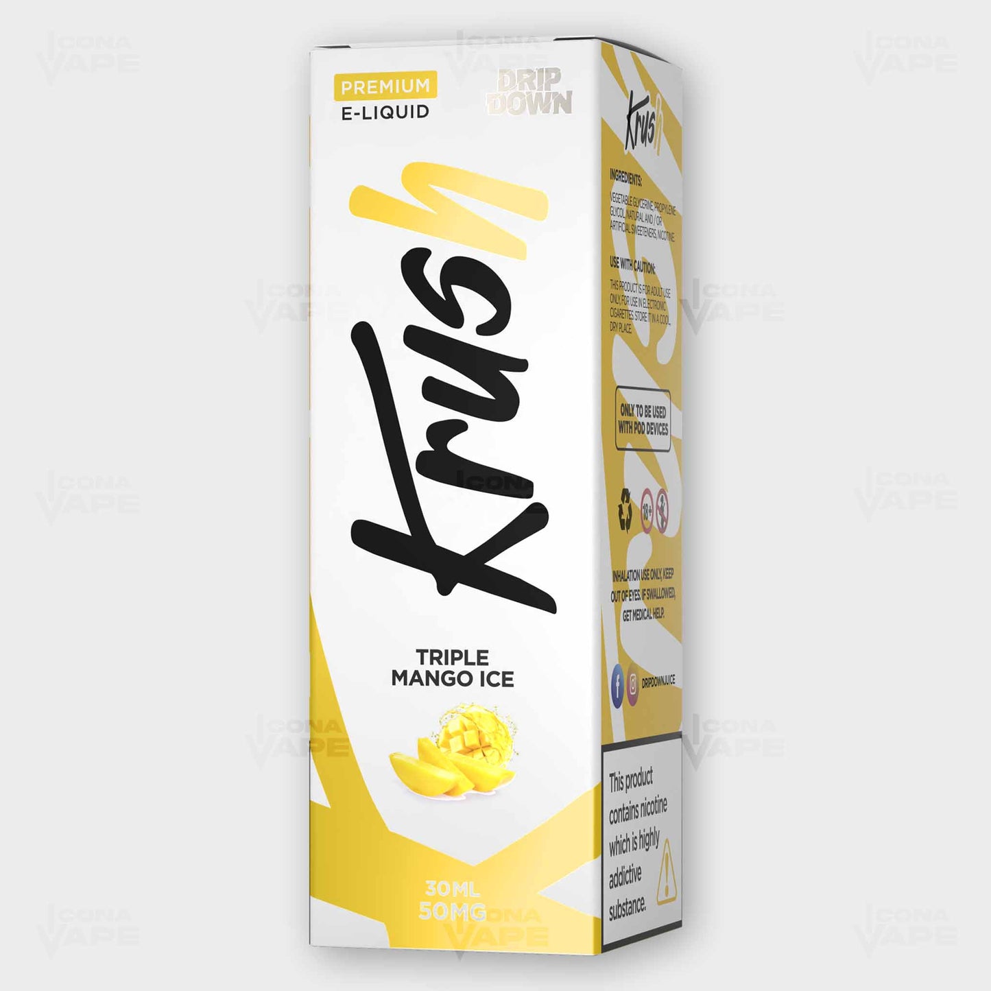 Drip Down Krush Triple Mango Ice 30ml Box – Premium Mango Ice Nic Salt E-Liquid in Pakistan
