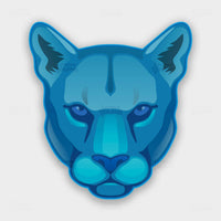 Dr Vapes Blue Panther – Cool-toned blue panther face logo with fierce expression, icy vape branding