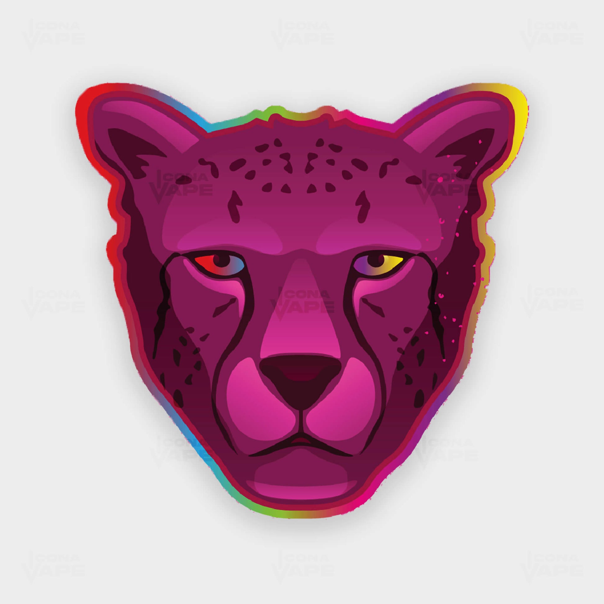 Dr Vapes Pink Panther Rainbow Edition – Bold cheetah face logo with vibrant multicolor outline, Dr Vapes Pink Series