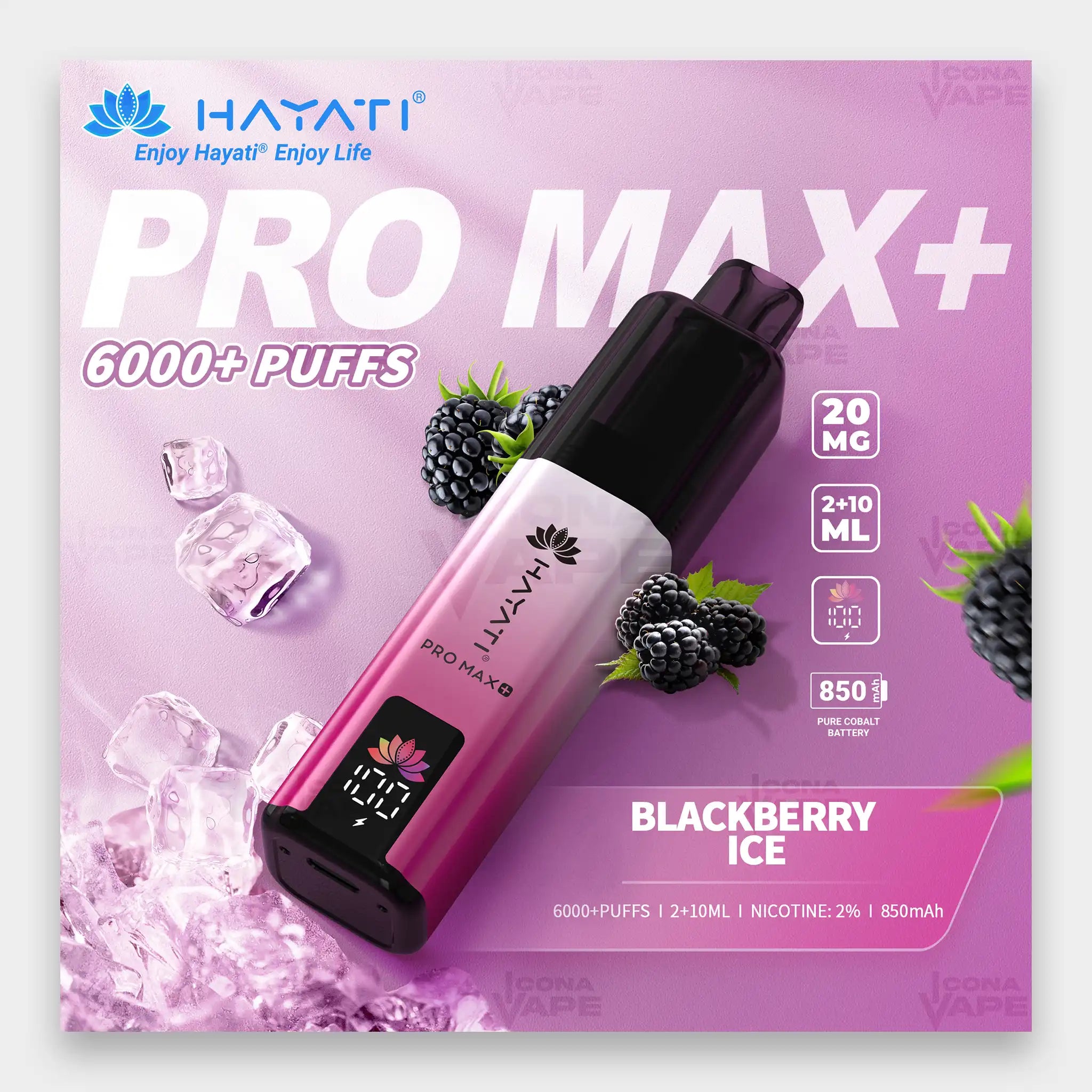 Hayati Pro Max+ 6000 Kit 6000 Puffs 20mg Blackberry Ice