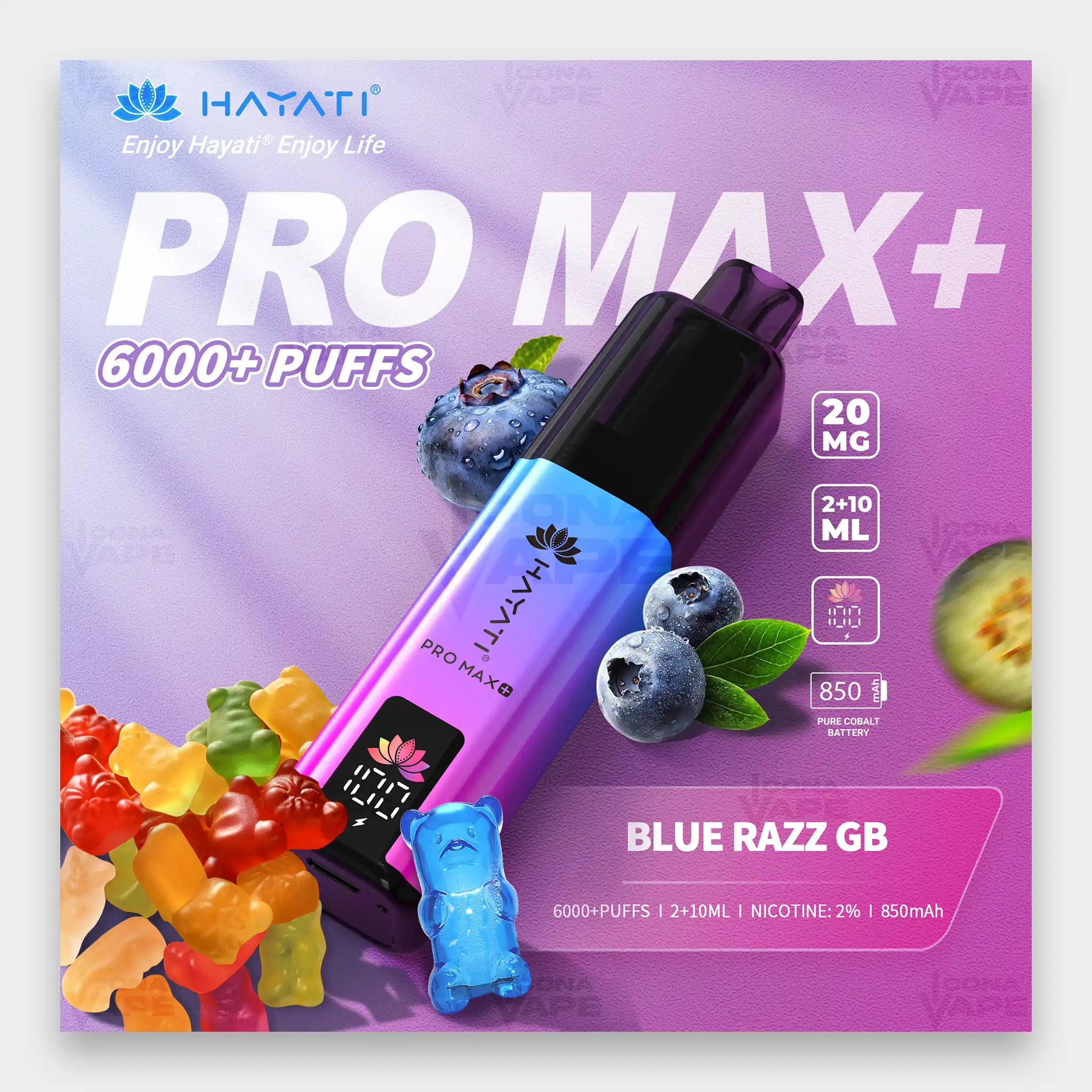 Hayati Pro Max+ 6000 Kit 6000 Puffs 20mg Blue Razz Cherry
