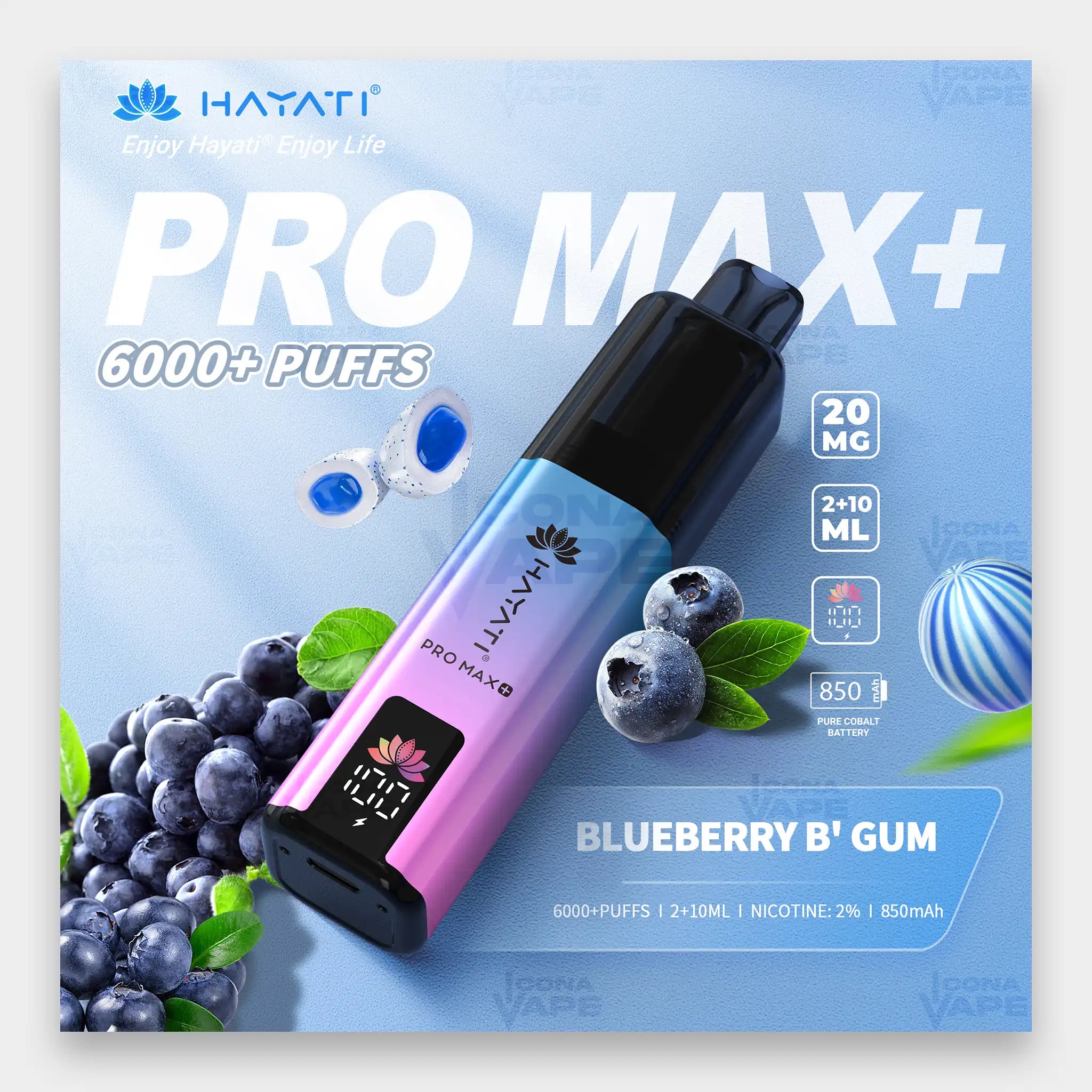 Hayati Pro Max+ 6000 Kit 6000 Puffs 20mg Blue Razz Pineapple