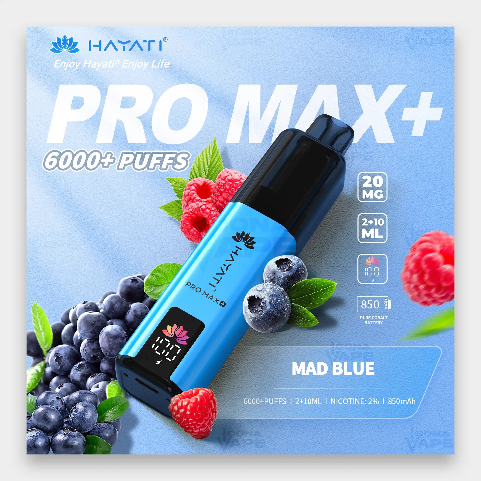 Hayati Pro Max+ 6000 Kit 6000 Puffs 20mg Mad Blue