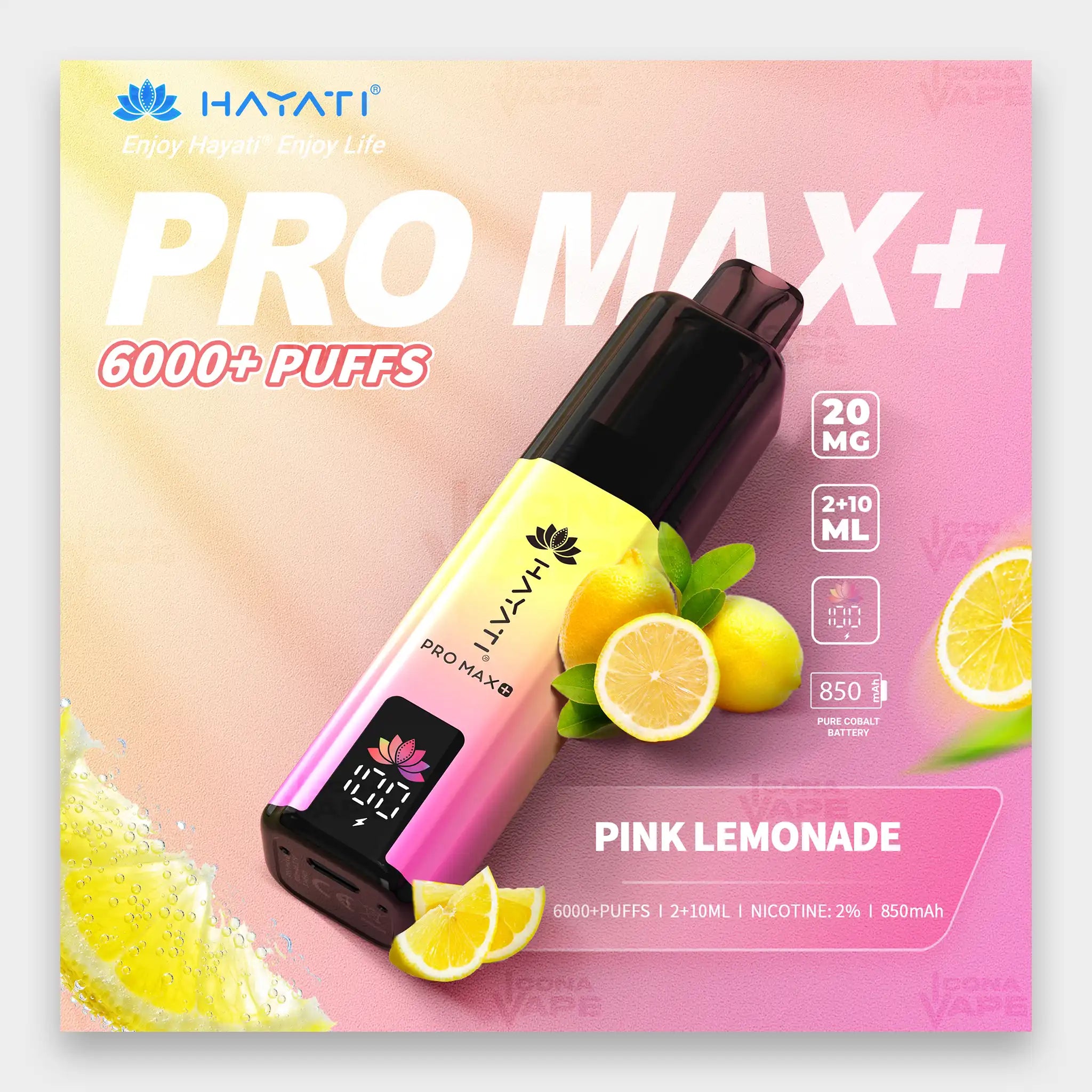 Hayati Pro Max+ 6000 Kit 6000 Puffs 20mg Pink Lemonade