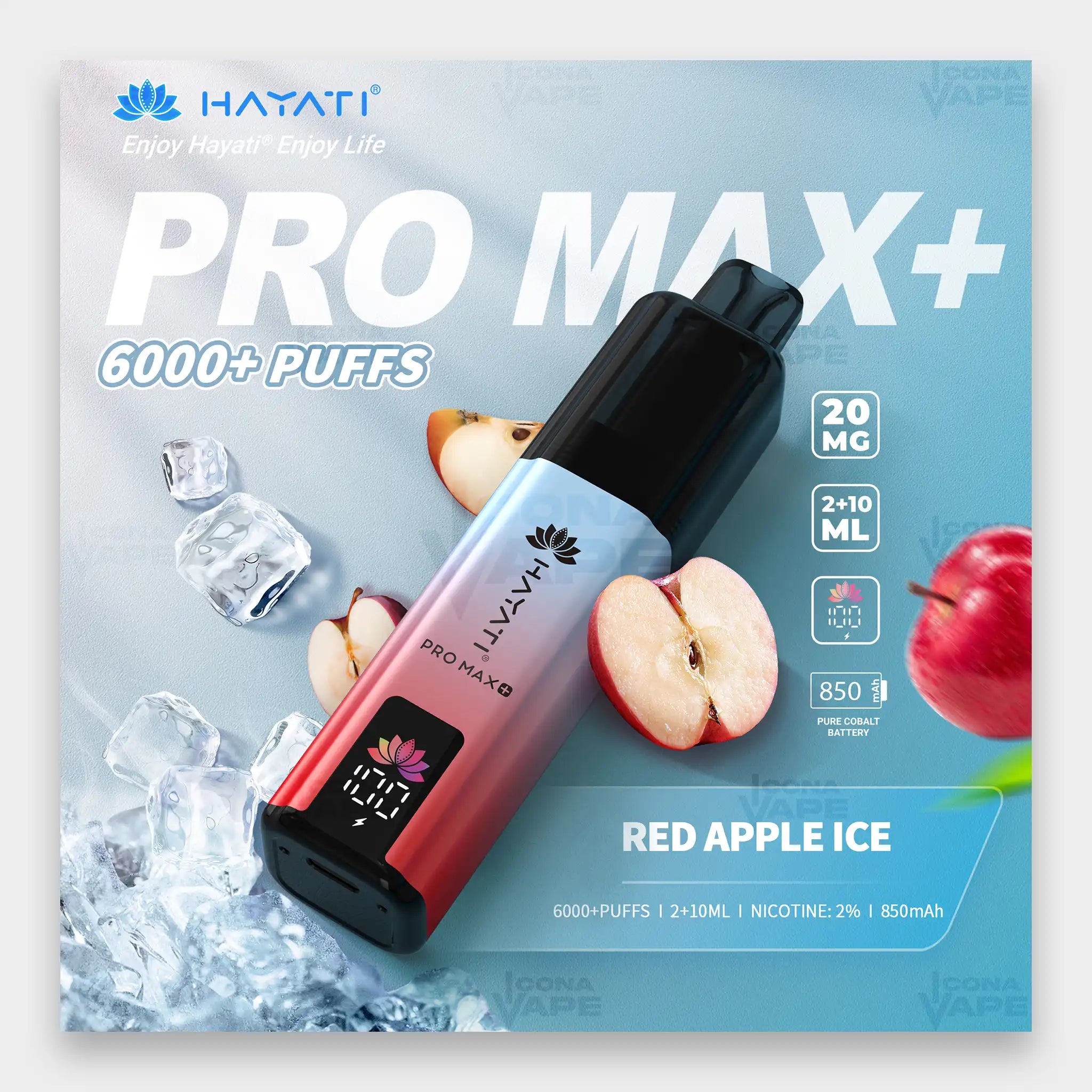 Hayati Pro Max+ 6000 Kit 6000 Puffs 20mg Red Apple Ice