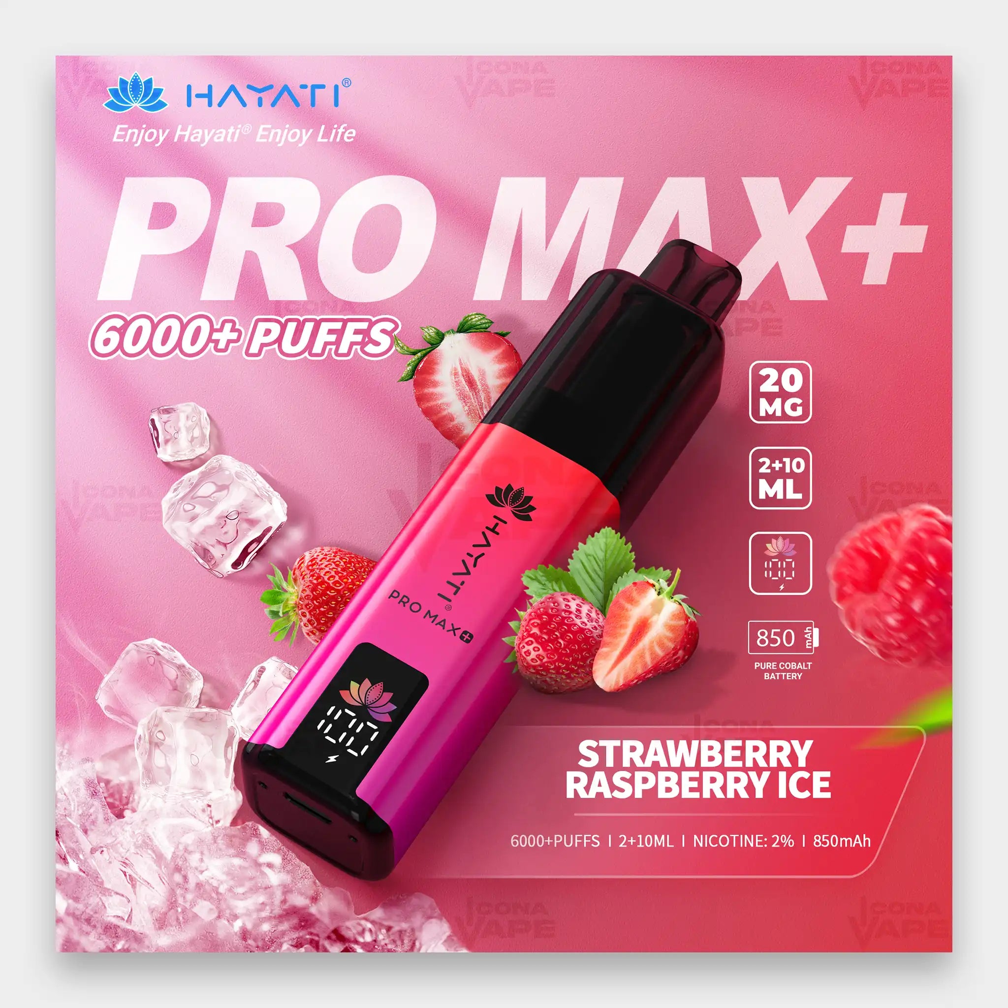 Hayati Pro Max+ 6000 Kit 6000 Puffs 20mg Strawberry Raspberry Ice