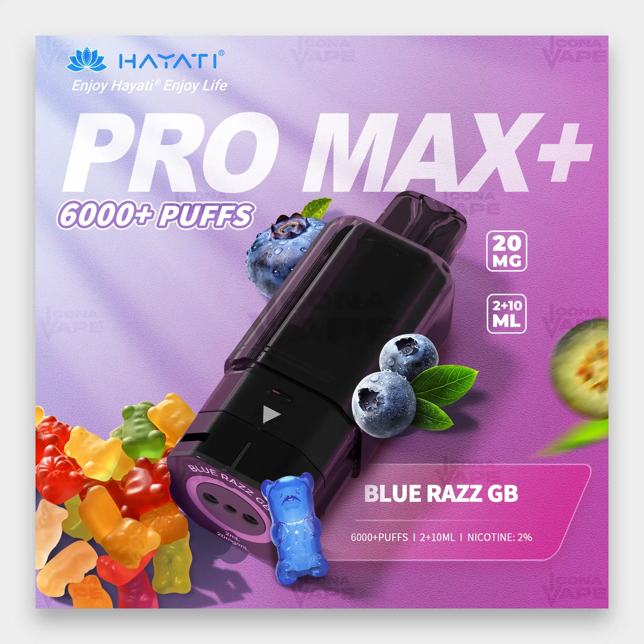 Hayati Pro Max Plus Pod 6000 Puffs 20mg Blue Razz GB Flavor