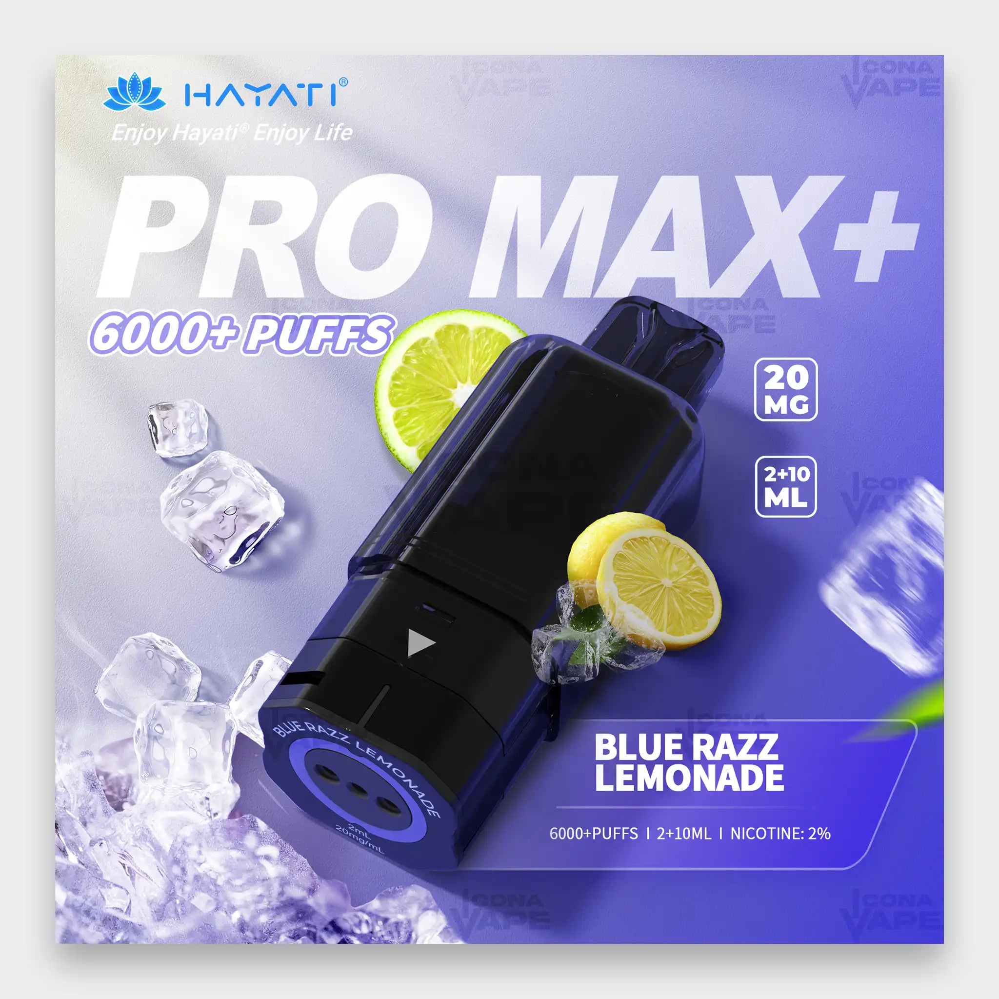 Hayati Pro Max Plus Pod 6000 Puffs 20mg Blue Razz Lemonade Flavor
