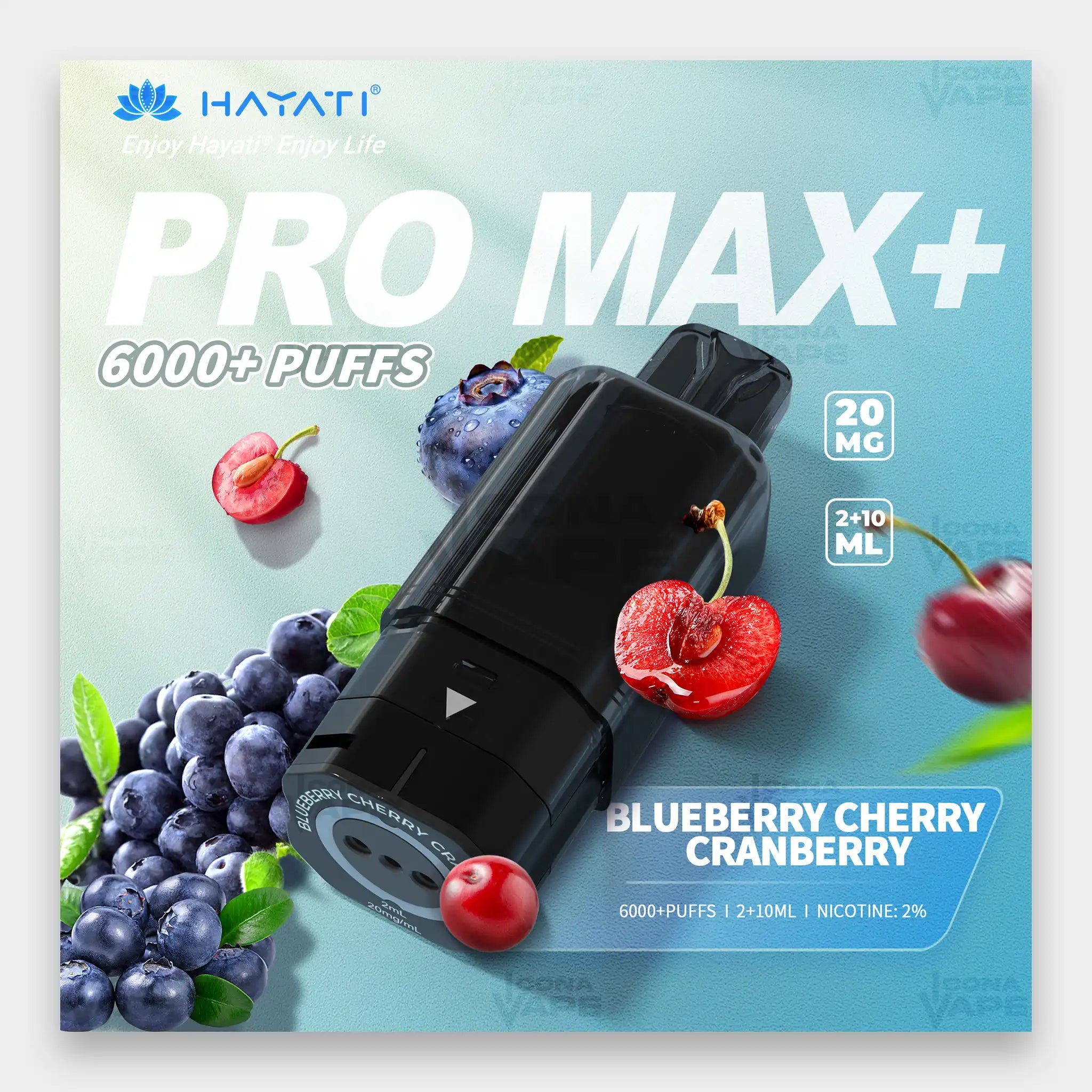 Hayati Pro Max Plus Pod 6000 Puffs 20mg Blueberry Cherry Cranberry Flavor