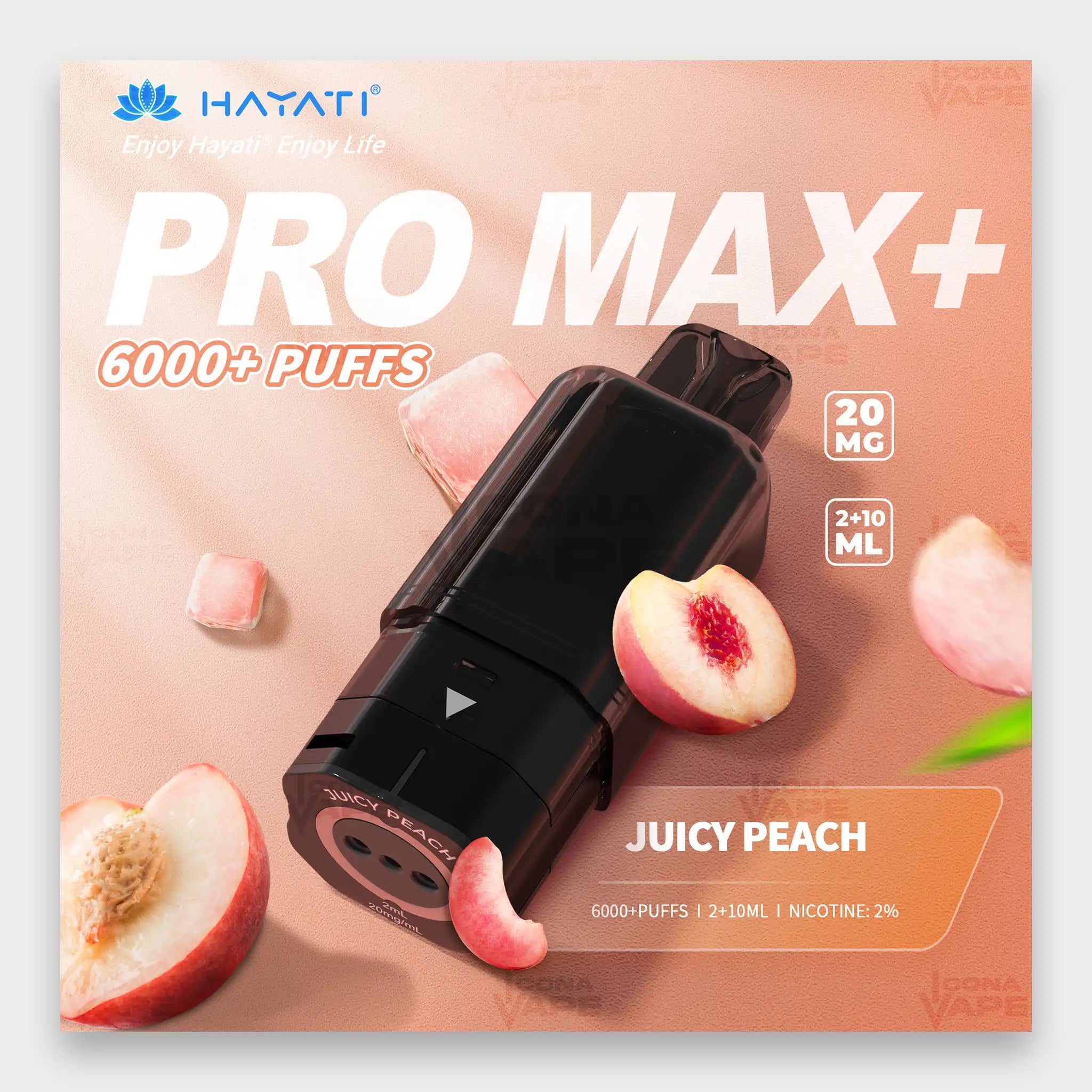 Hayati Pro Max Plus Pod 6000 Puffs 20mg Juicy Peach Flavor