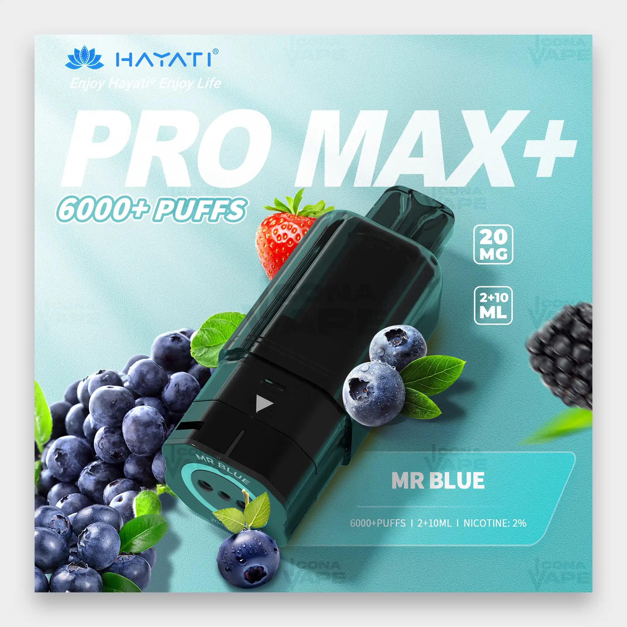 Hayati Pro Max Plus Pod 6000 Puffs 20mg Mr Blue Flavor