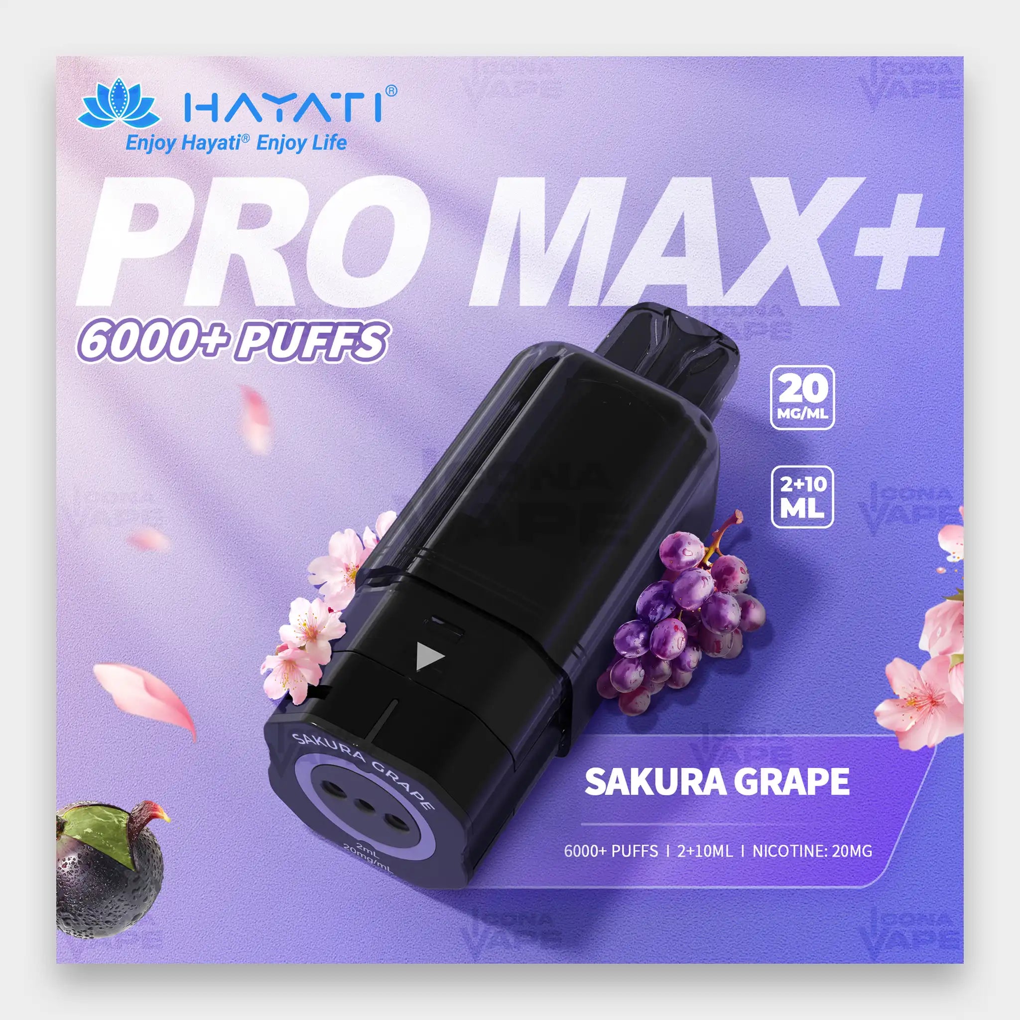 Hayati Pro Max Plus Pod 6000 Puffs 20mg Sakura Grape Flavor