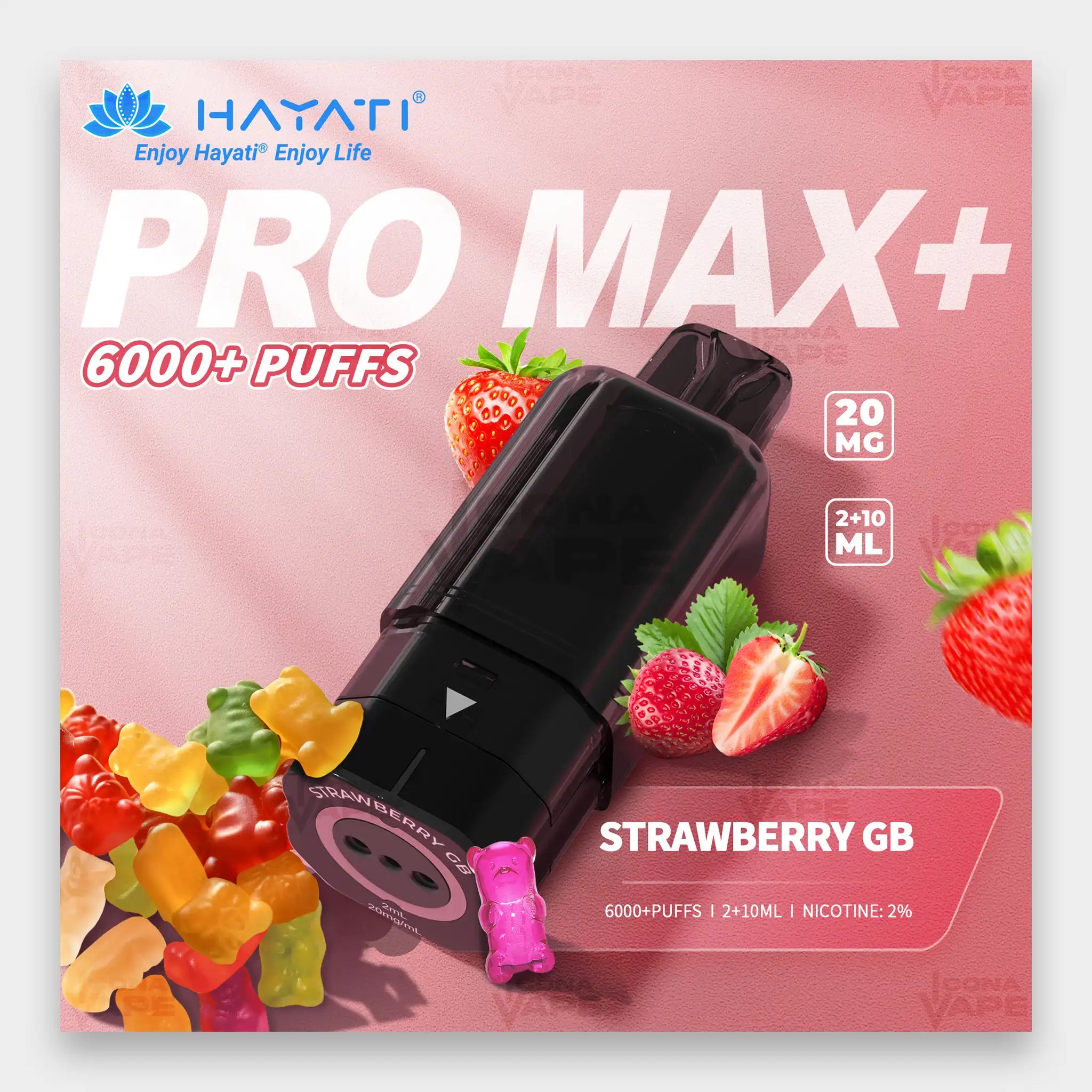 Hayati Pro Max Plus Pod 6000 Puffs 20mg Strawberry GB Flavor