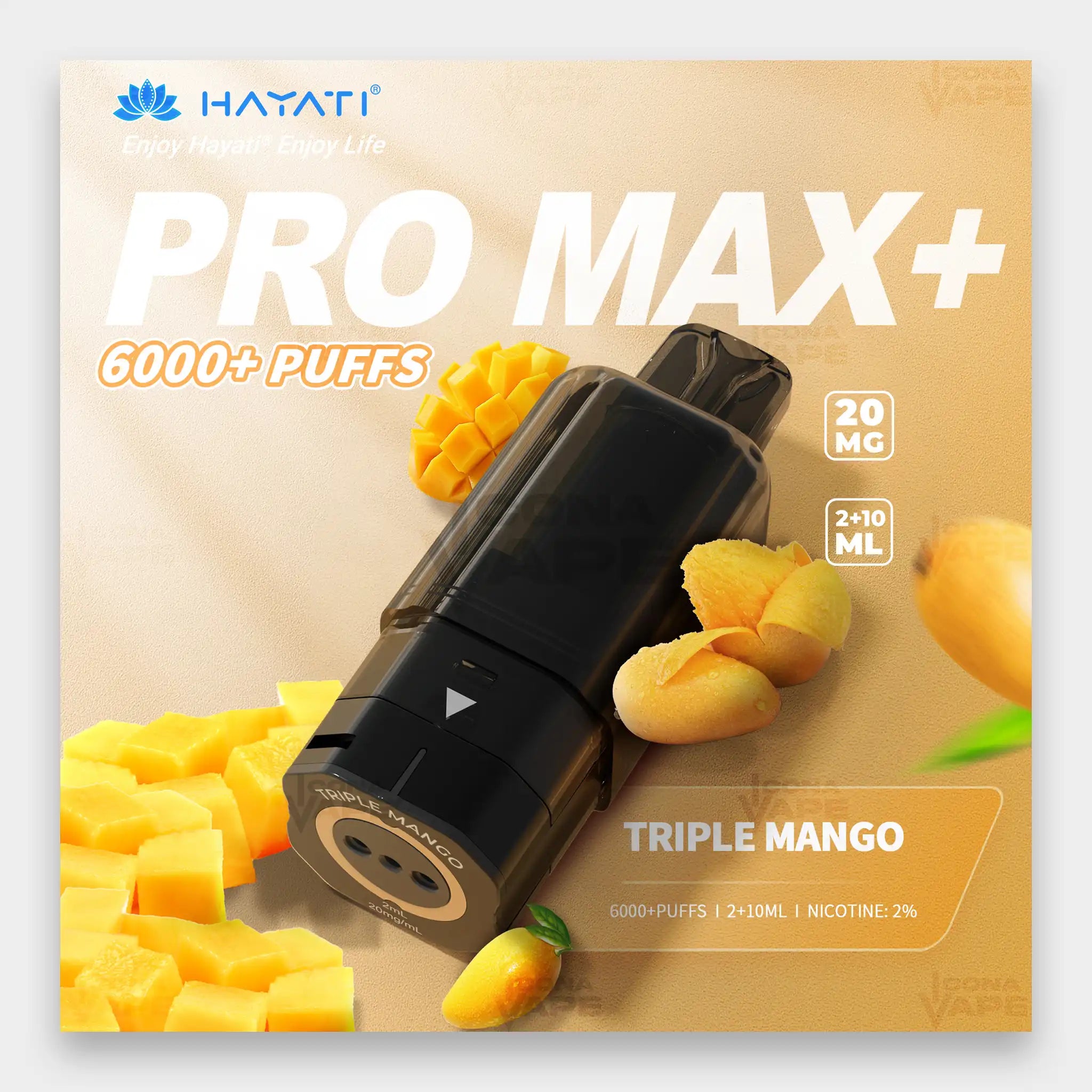 Hayati Pro Max Plus Pod 6000 Puffs 20mg Triple Mango Flavor