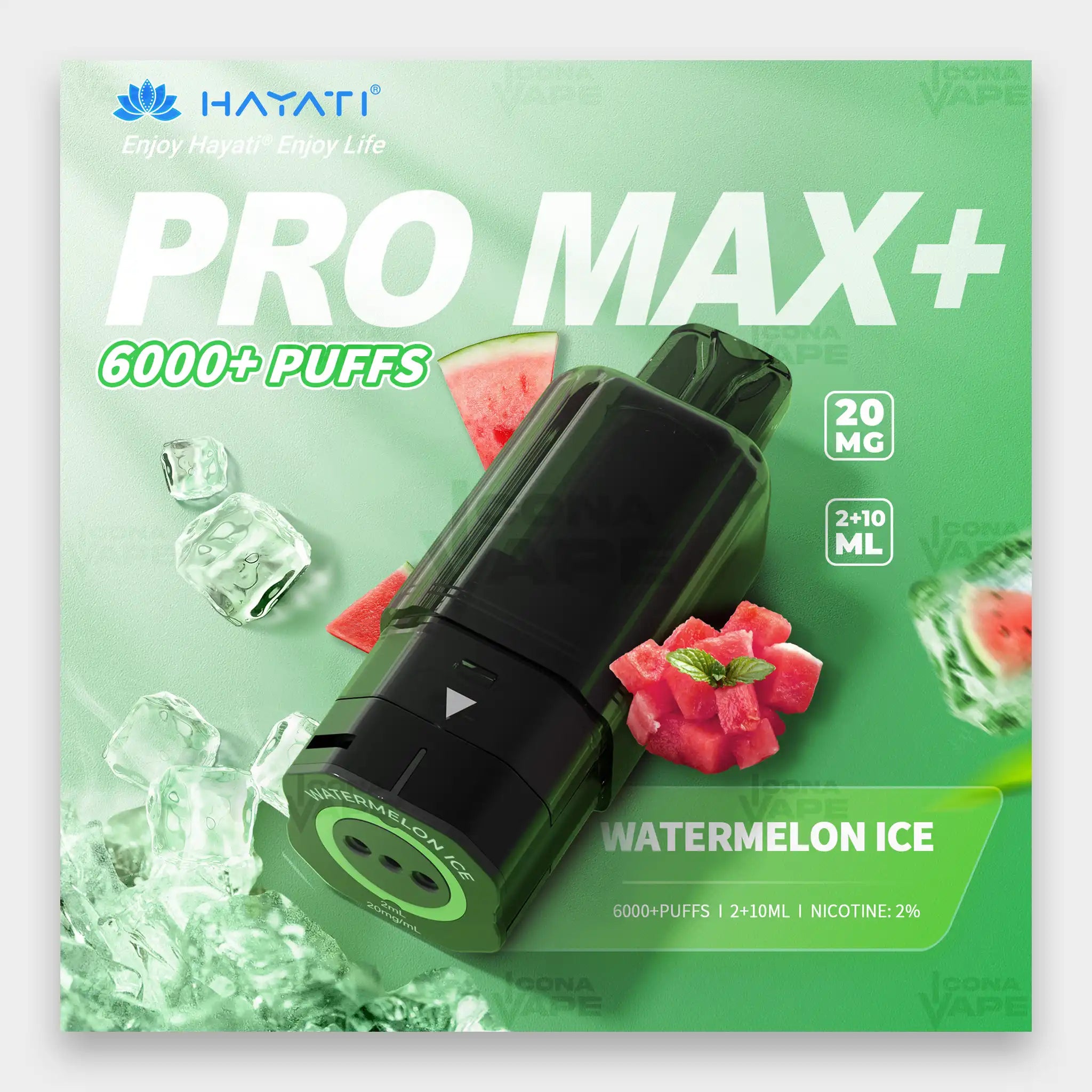 Hayati Pro Max Plus Pod 6000 Puffs 20mg Watermelon Ice Flavor