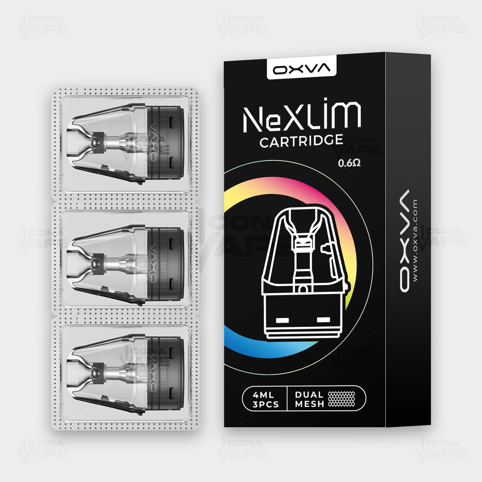 oxva nexlim cartridge pack 0.6 ohm dual mesh pod for rdl vaping 4ml 3pcs
