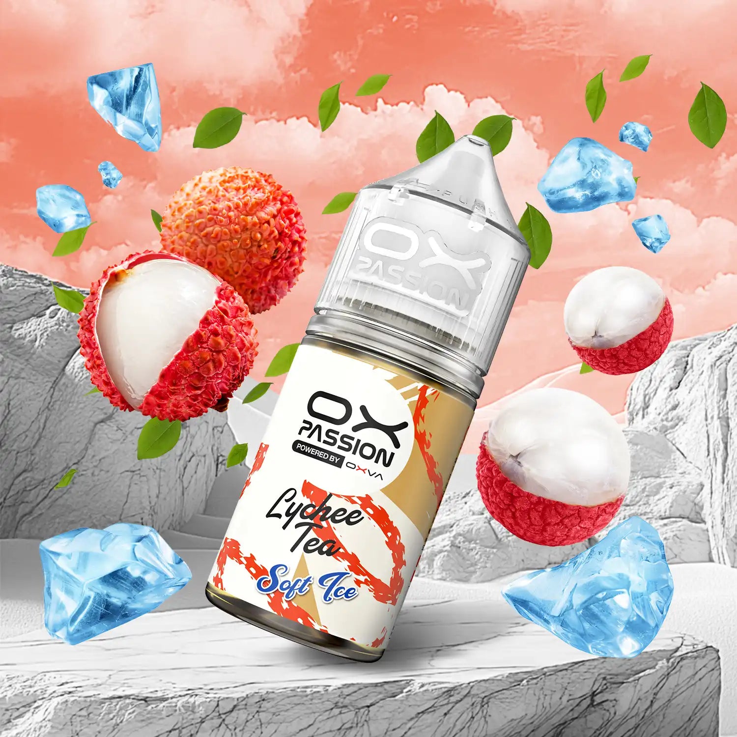 Ox Passion Soft Ice Lychee Tea 30ml Nicotine Salt E-Liquid, Powered by Oxva, Available in Pakistan