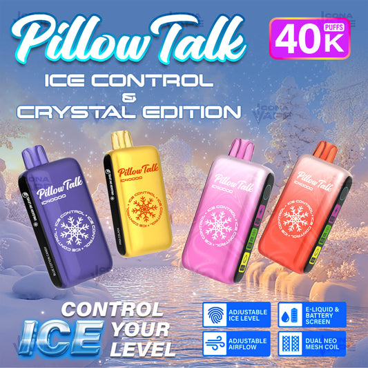 pillow talk ic40000 crystal edition banner – 40k puff vapes with adjustable ice level and airflow pakistan