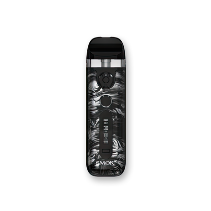 SMOK Novo 5 30W Pod System 5-30W output range Dual firing mechanism 2mL pods Integrated 0.7ohm mesh coils Dimensions: 96mm by 29mm by 18.9mm 900mAh battery capacity 1.5-4.0V voltage range 0.5-2.5ohm resistance range Zinc-Alloy chassis material Type-C Port charging Dual Activation - Draw/Button operation Novo 5 Mesh Pods Top Fill Design PCTG pod material Magnetic pod connection Integrated 0.7ohm coil Display Screen Air-Inlet Ring Novo 5 Device Type-C Cable User Manual