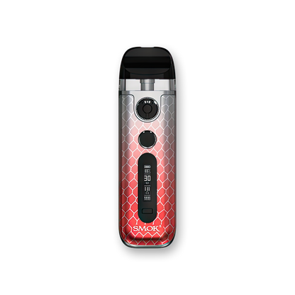 SMOK Novo 5 30W Pod System 5-30W output range Dual firing mechanism 2mL pods Integrated 0.7ohm mesh coils Dimensions: 96mm by 29mm by 18.9mm 900mAh battery capacity 1.5-4.0V voltage range 0.5-2.5ohm resistance range Zinc-Alloy chassis material Type-C Port charging Dual Activation - Draw/Button operation Novo 5 Mesh Pods Top Fill Design PCTG pod material Magnetic pod connection Integrated 0.7ohm coil Display Screen Air-Inlet Ring Novo 5 Device Type-C Cable User Manual