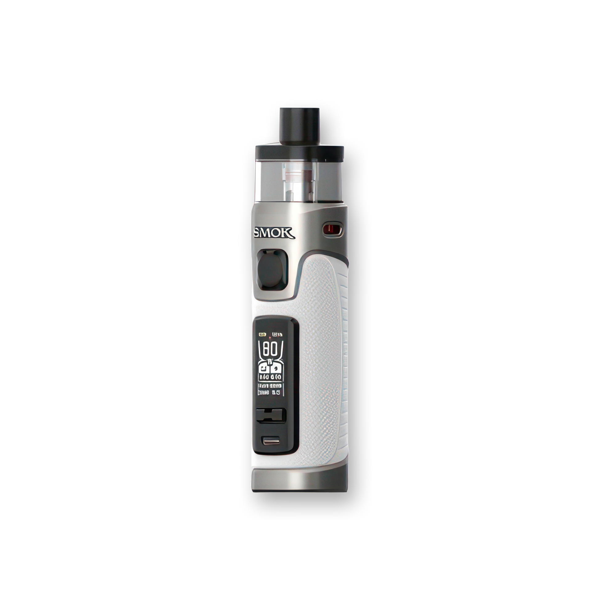 SMOK RPM 5 PRO 80W Pod System Sleek and portable device 5-80W output 6.5mL pod capacity Zinc-alloy construction Single high-amp 18650 battery (Not Included) 0.96" TFT Display Screen Adjustable airflow system RPM 3 Coil Series 0.15ohm RPM 3 Coil 0.23ohm RPM 3 Coil Type-C USB Port RPM 5 Pro Device RPM 5 Pod Type-C Cable User Manual Pod Detection Short-Circuit Protection 8 Seconds Cut Off Low Voltage Warning