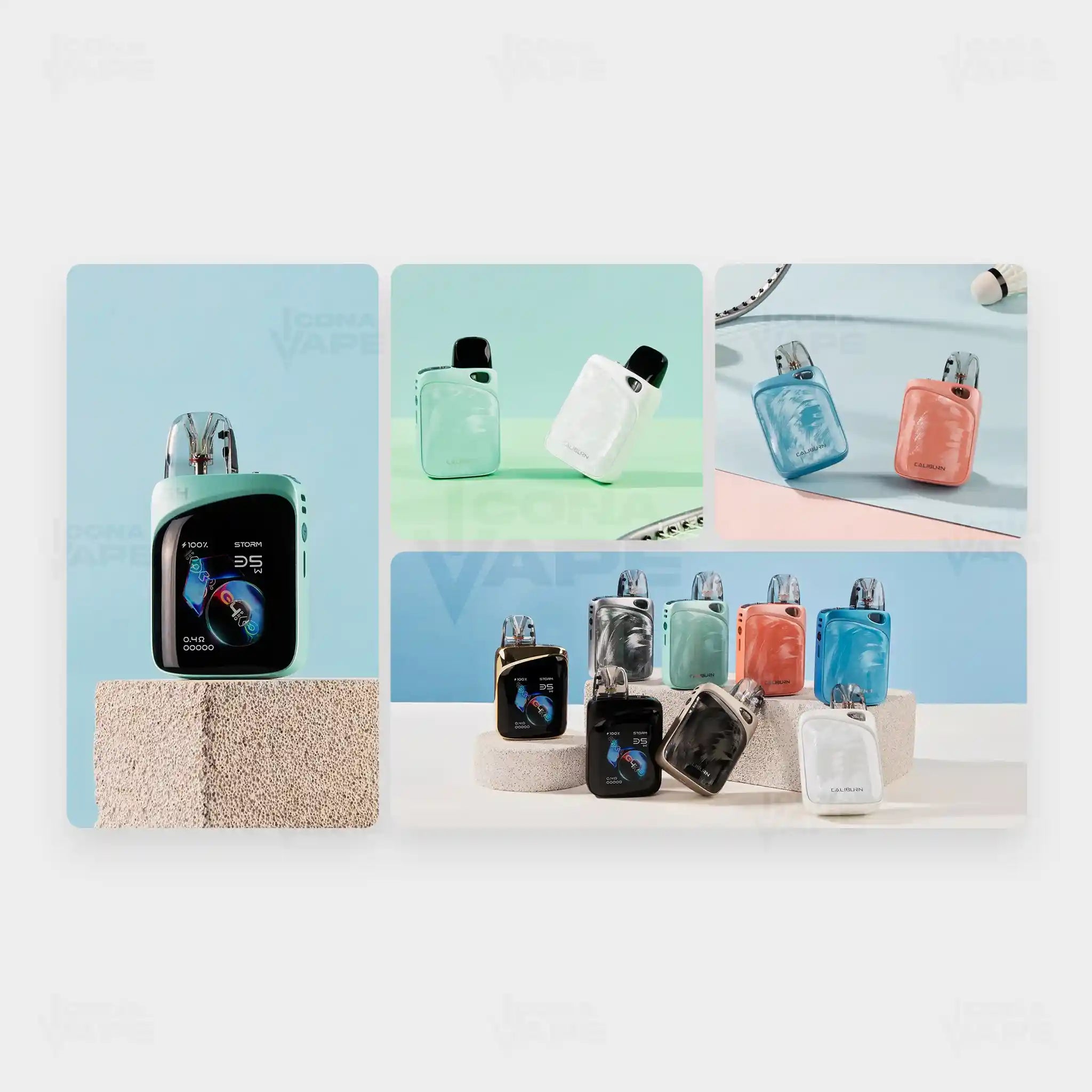 Uwell Caliburn G4 Pro Koko Pod Kit multiple colors display Coral Pink, Glass Blue, Light Green, Pakistan