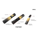 Uwell Tripod Pod System Kit Exploded View – detailed diagram of pod system and charging case