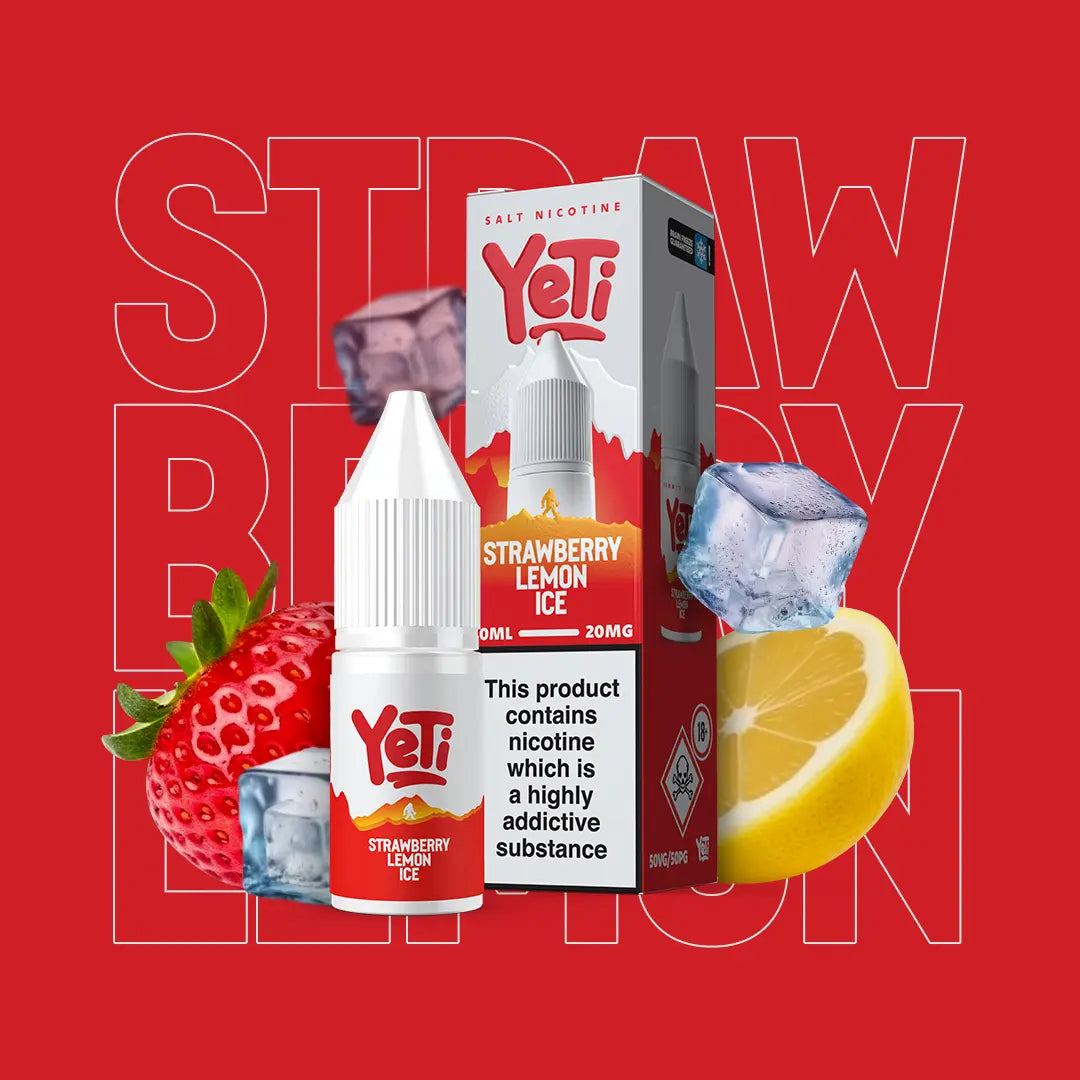 Yeti Strawberry Lemon Ice 10ml Nic Salt E-Liquid with strawberry, lemon and ice cubes | ICONA VAPE Pakistan