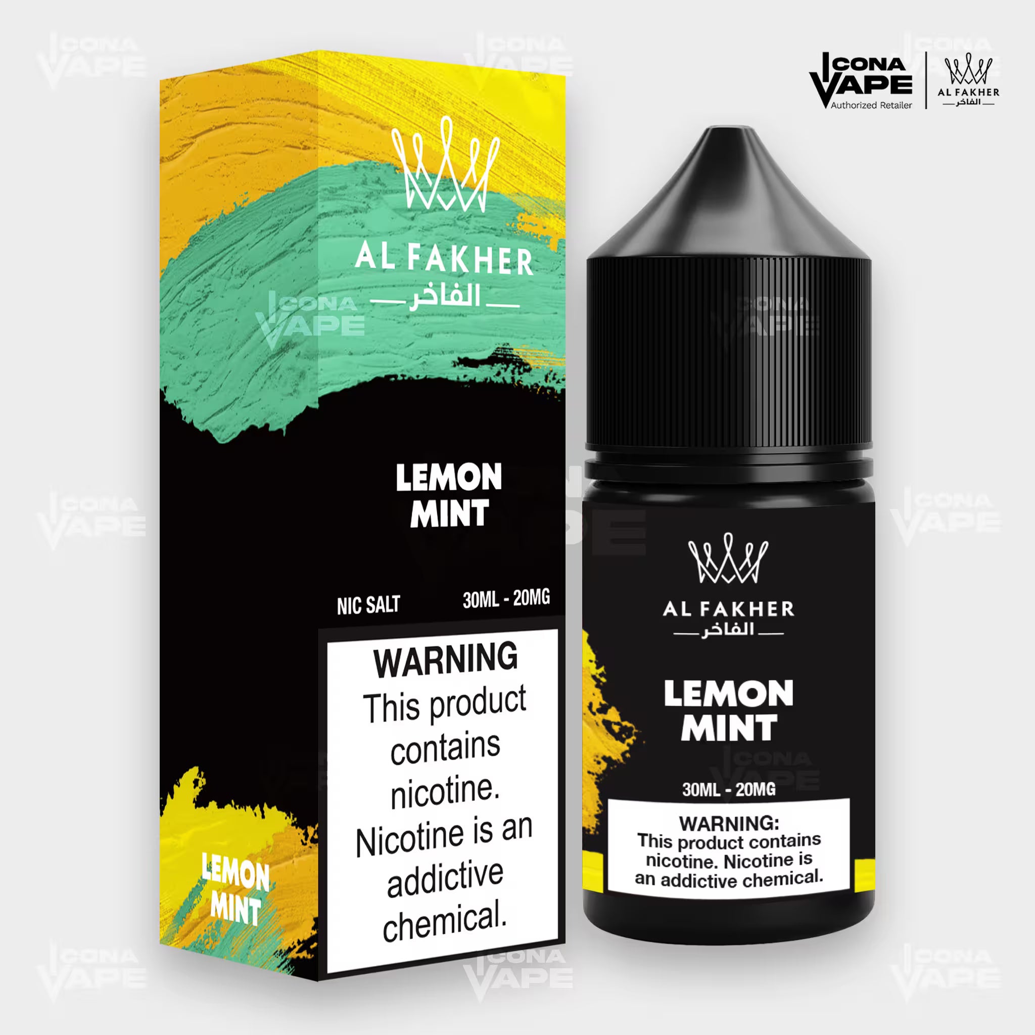 Al Fakher Lemon Mint E-Liquid 30ml Nic Salt 20mg bottle with box in Pakistan
