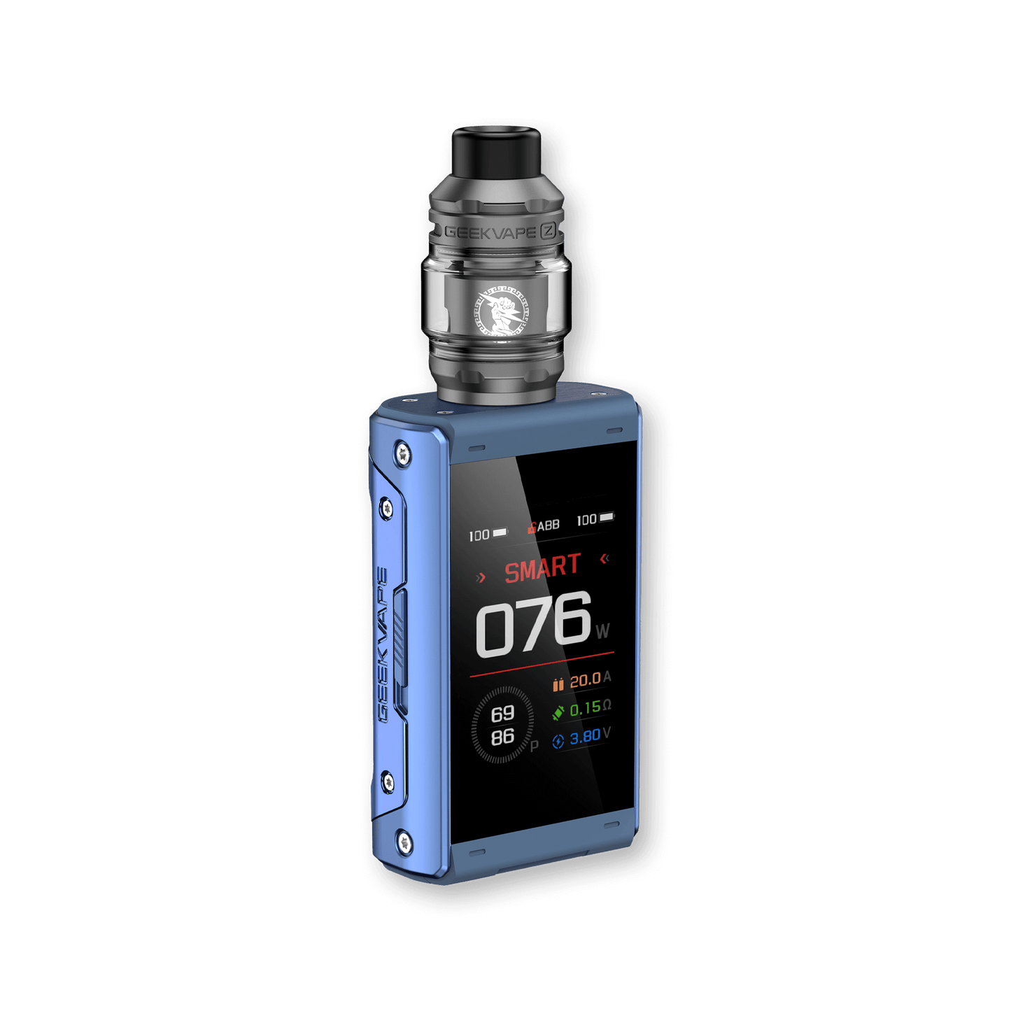 GEEK VAPE T200 AEGIS TOUCH STARTER VAPE KIT 200W - ICONA VAPEAZURE BLUEGeek Vape, T200, Aegis, Touch Starter, Vape Kit, 200W, temperature control, AS Chip 3.0, IP68 Rating, TFT Touch Screen, Type-C USB, 18650 Batteries, Geek Vape Z 2021 Sub-Ohm Tank, Diameter 26mm, 5mL Capacity, Pyrex Glass, Z Coil Series, Dual Top Fill, Top Airflow, Stainless Steel, Spare Parts, Type-C USB Cable.