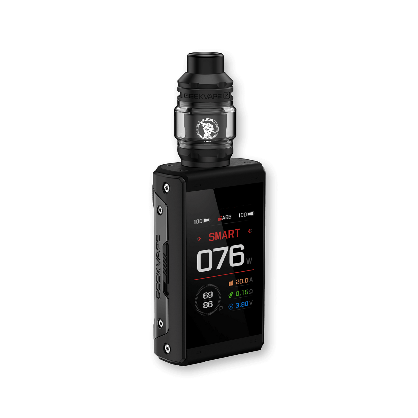 GEEK VAPE T200 AEGIS TOUCH STARTER VAPE KIT 200W - ICONA VAPEBLACKGeek Vape, T200, Aegis, Touch Starter, Vape Kit, 200W, temperature control, AS Chip 3.0, IP68 Rating, TFT Touch Screen, Type-C USB, 18650 Batteries, Geek Vape Z 2021 Sub-Ohm Tank, Diameter 26mm, 5mL Capacity, Pyrex Glass, Z Coil Series, Dual Top Fill, Top Airflow, Stainless Steel, Spare Parts, Type-C USB Cable.