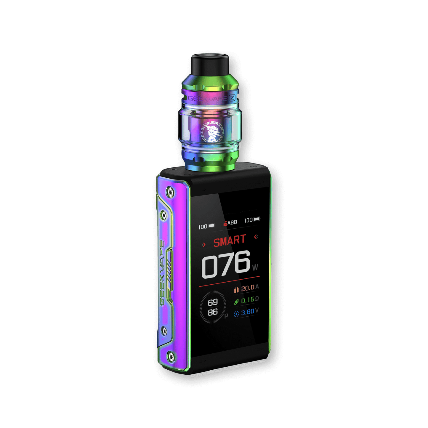 GEEK VAPE T200 AEGIS TOUCH STARTER VAPE KIT 200W - ICONA VAPERAINBOWGeek Vape, T200, Aegis, Touch Starter, Vape Kit, 200W, temperature control, AS Chip 3.0, IP68 Rating, TFT Touch Screen, Type-C USB, 18650 Batteries, Geek Vape Z 2021 Sub-Ohm Tank, Diameter 26mm, 5mL Capacity, Pyrex Glass, Z Coil Series, Dual Top Fill, Top Airflow, Stainless Steel, Spare Parts, Type-C USB Cable.