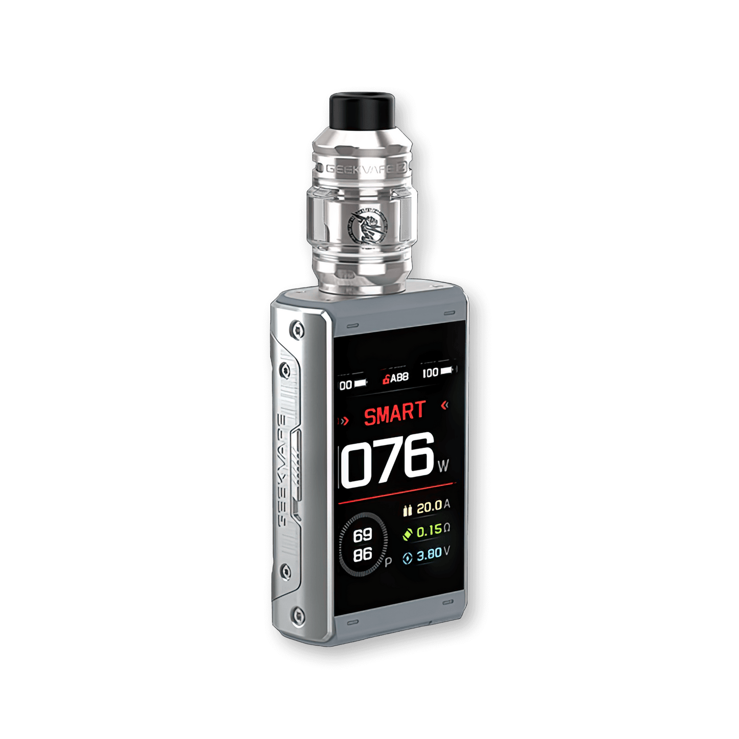 GEEK VAPE T200 AEGIS TOUCH STARTER VAPE KIT 200W - ICONA VAPESILVERGeek Vape, T200, Aegis, Touch Starter, Vape Kit, 200W, temperature control, AS Chip 3.0, IP68 Rating, TFT Touch Screen, Type-C USB, 18650 Batteries, Geek Vape Z 2021 Sub-Ohm Tank, Diameter 26mm, 5mL Capacity, Pyrex Glass, Z Coil Series, Dual Top Fill, Top Airflow, Stainless Steel, Spare Parts, Type-C USB Cable.