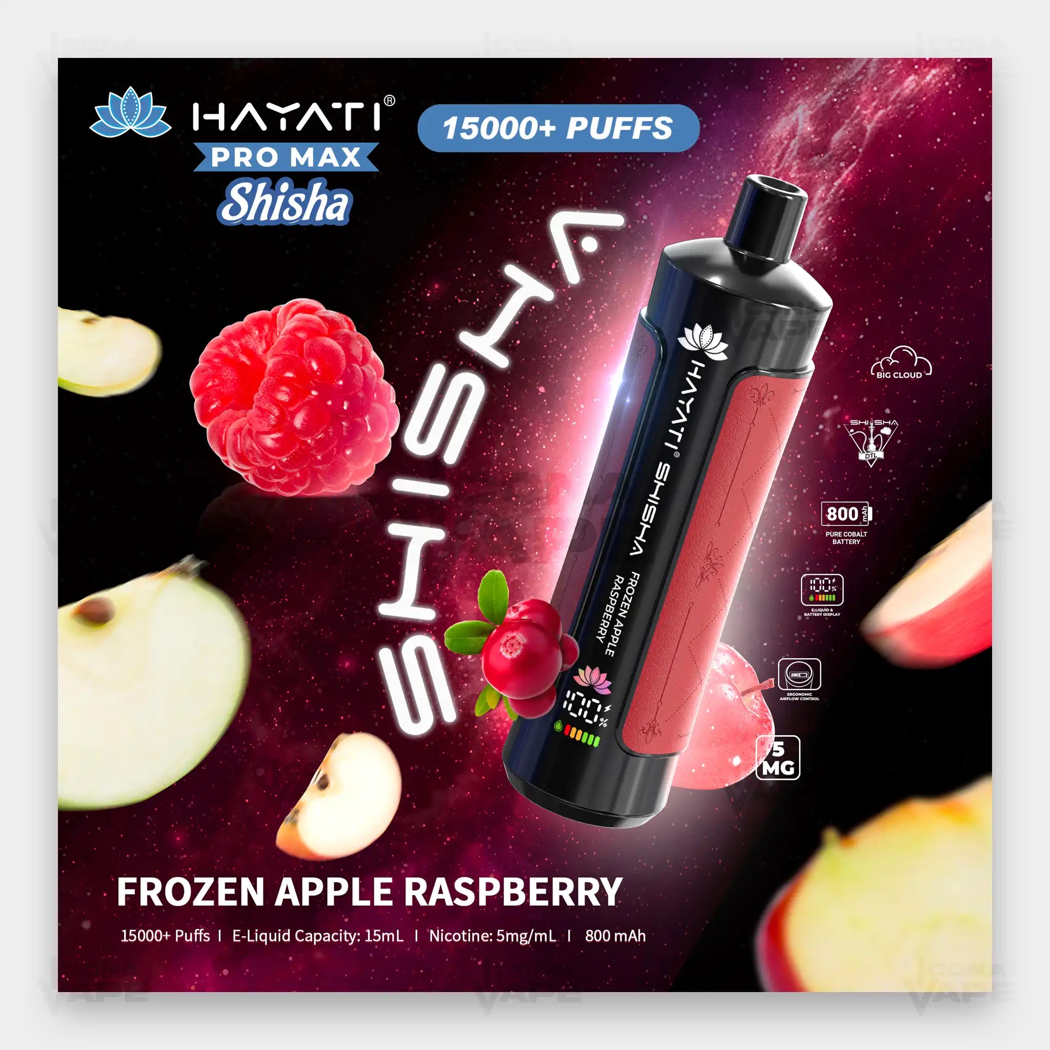 Hayati Pro Max Shisha 15000 Double Apple disposable vape Pakistan classic shisha flavour 15000 puffs