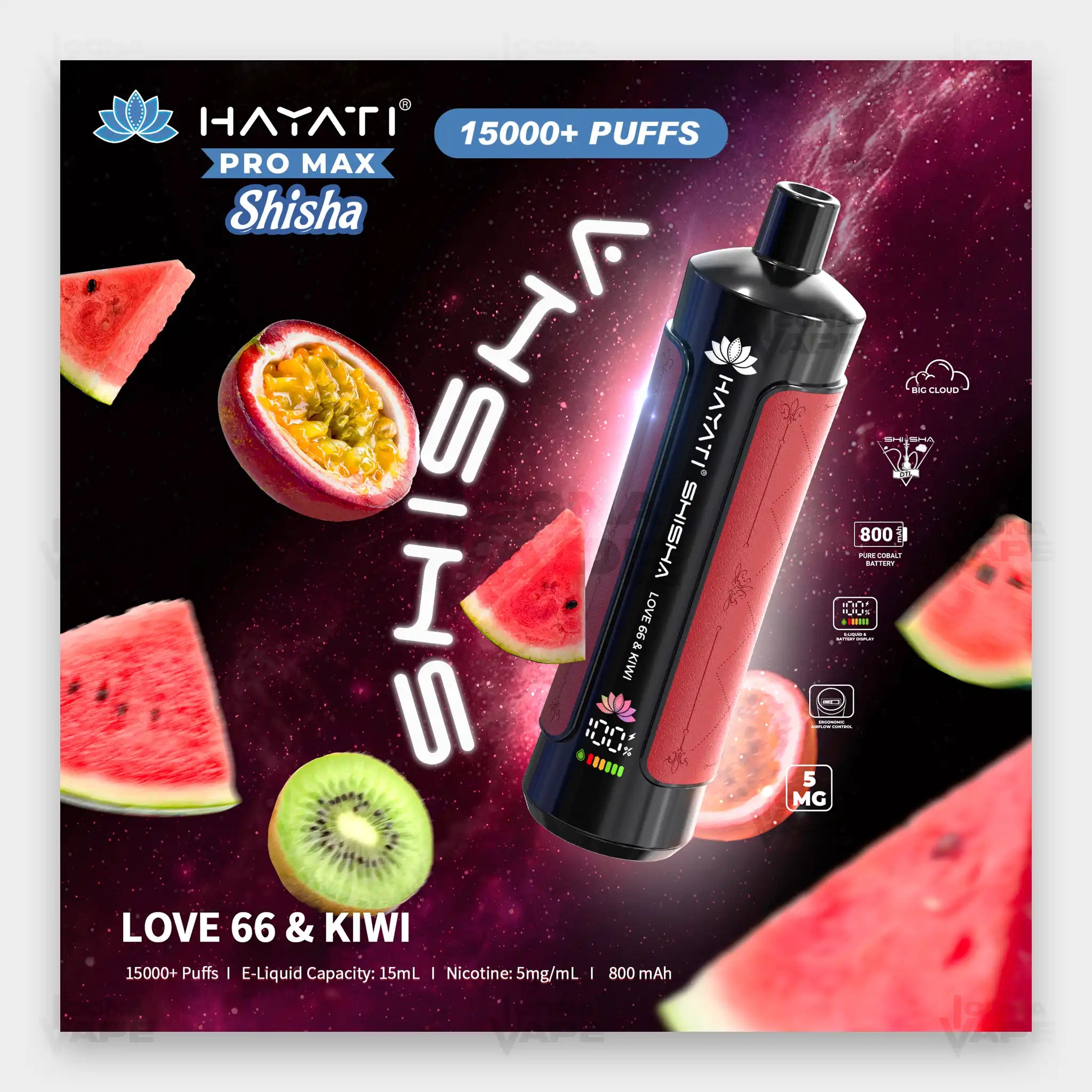 Hayati Pro Max Shisha 15000 Lady Killer disposable vape Pakistan tropical fruit blend flavour