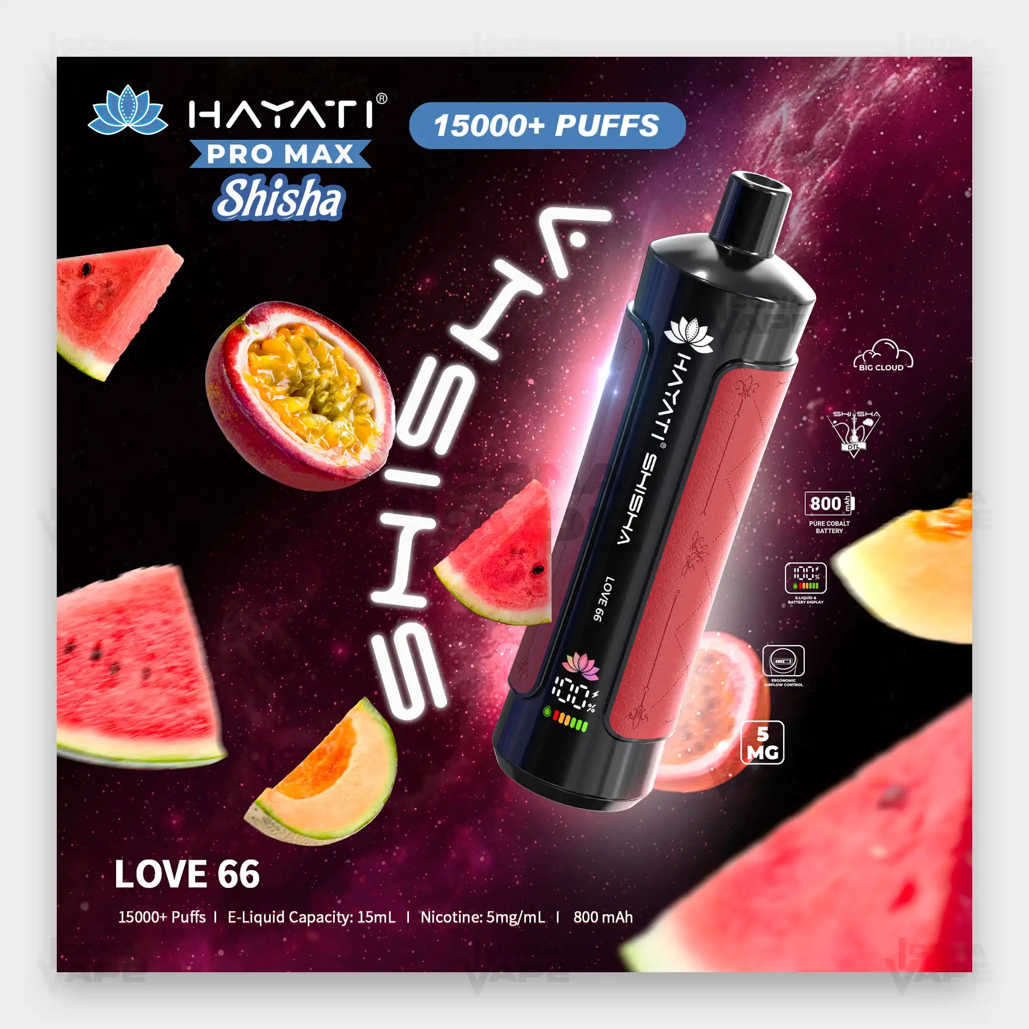 Hayati Pro Max Shisha 15000 Kiwi Orange Mint vape Pakistan citrus mint flavour 15000 puffs